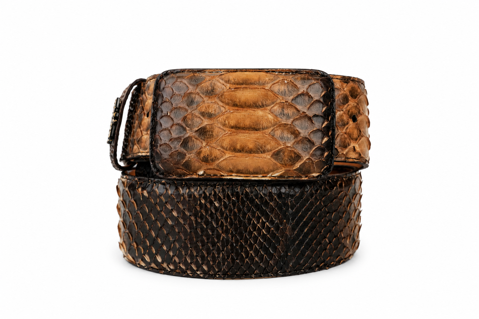 CINTURÓN LA HERRADURA EXOTIC-RANCHERA DE PITÓN ENVEJECIDO BICOLOR