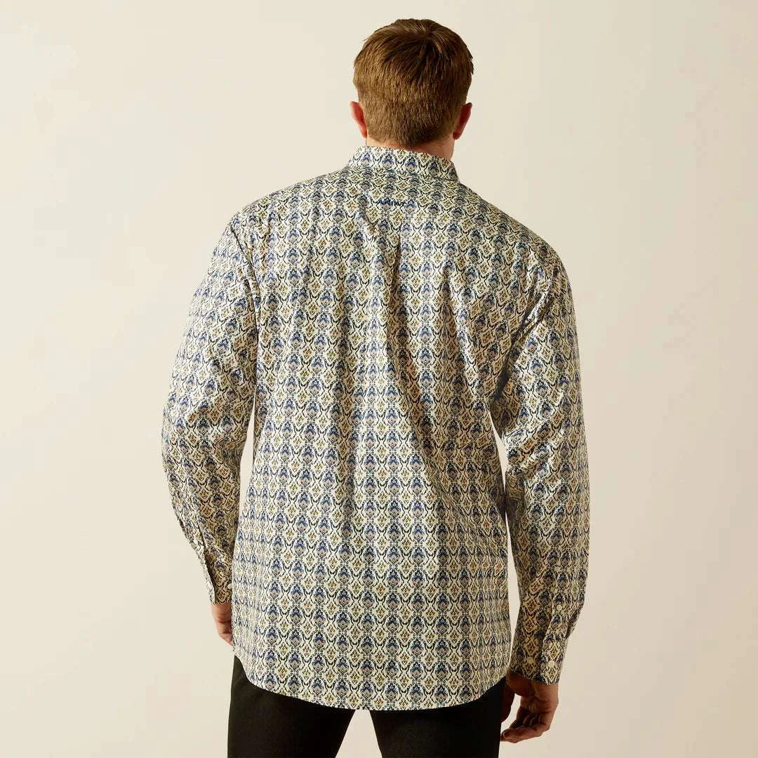 ARIAT MENS WRINKLE FREE DAMON LONG SLEEVE SHIRT CREAM 10062192 Laherradurawwnc.com