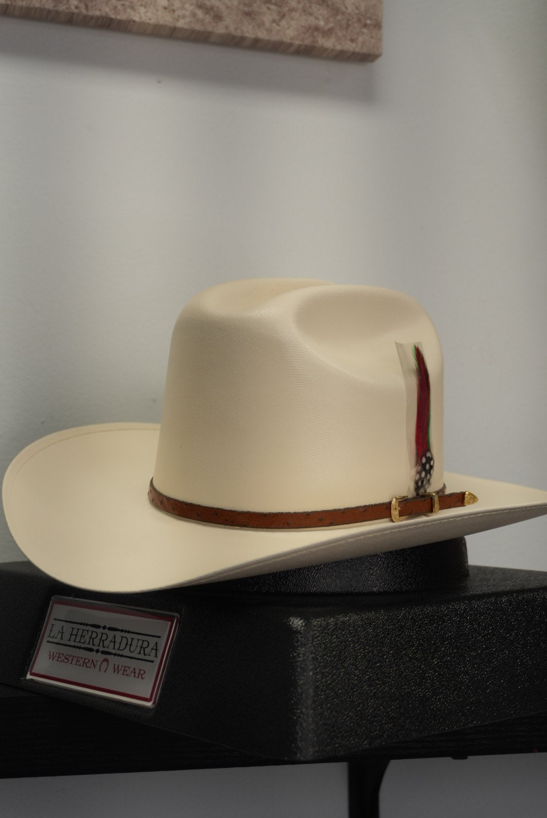 LA HERRADURA 5000X OSTRICH COFFEE SMALL CROWN BRIM 3 1/2 SINALOA STYLE