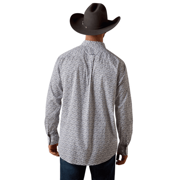 ARIAT MENS WF WEAVER FTD LS SHRT WHITE MULTI VINE PRINT 10073691 Laherradurawwnc.com
