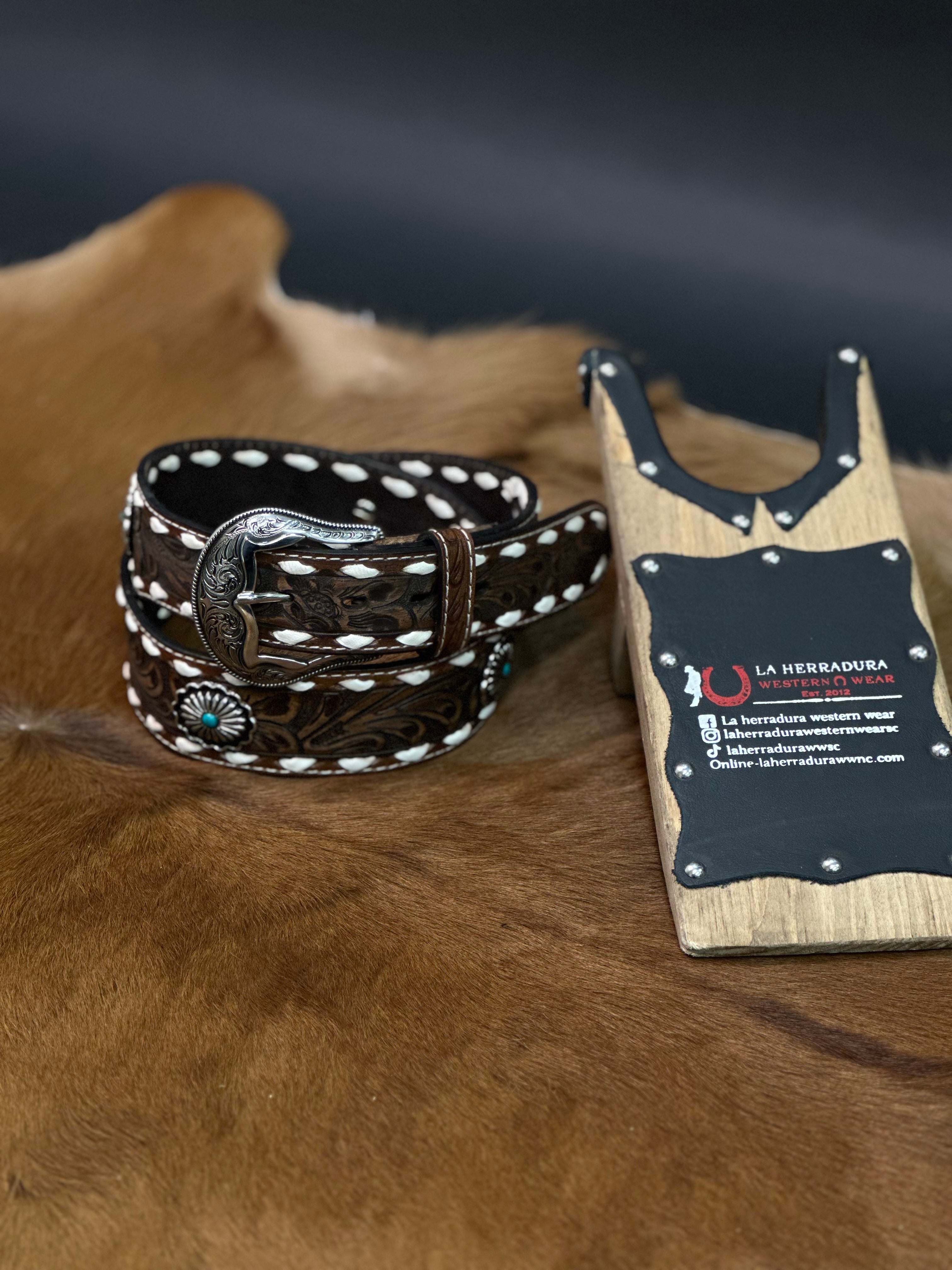 WOMEN BELT BORWN TOOLED -N320004708