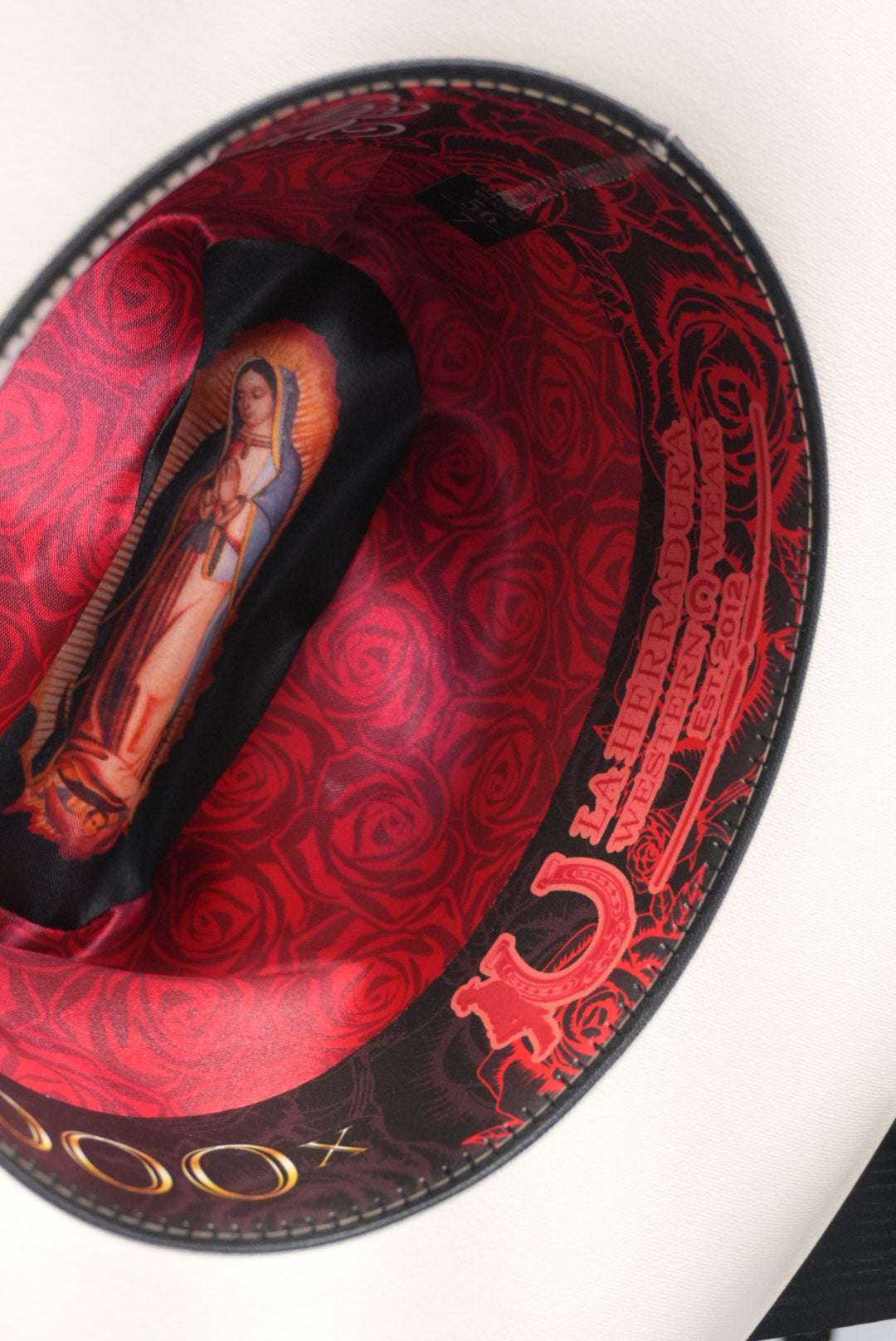 LA HERRADURA 5000X VIRGEN DE GUADALUPE COPA CHICA BRIM 3 1/2 ESTILO SINALOA Laherradurawwnc.com