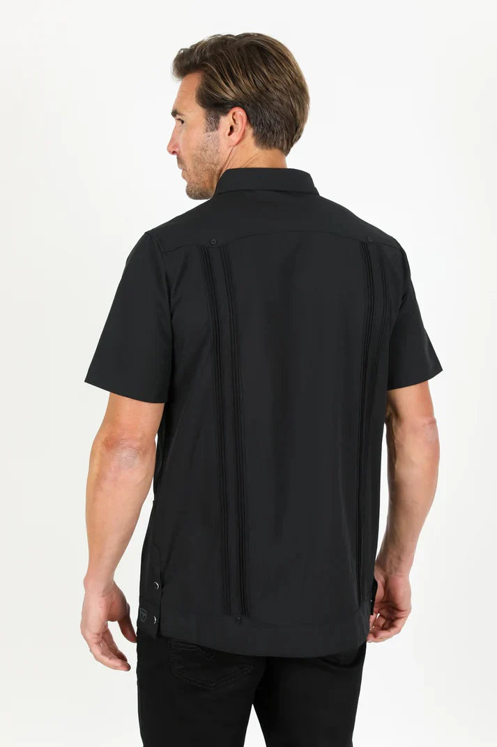 PLATINI MENS SHIRT SHORT SLEEVE BLACK GUS9339