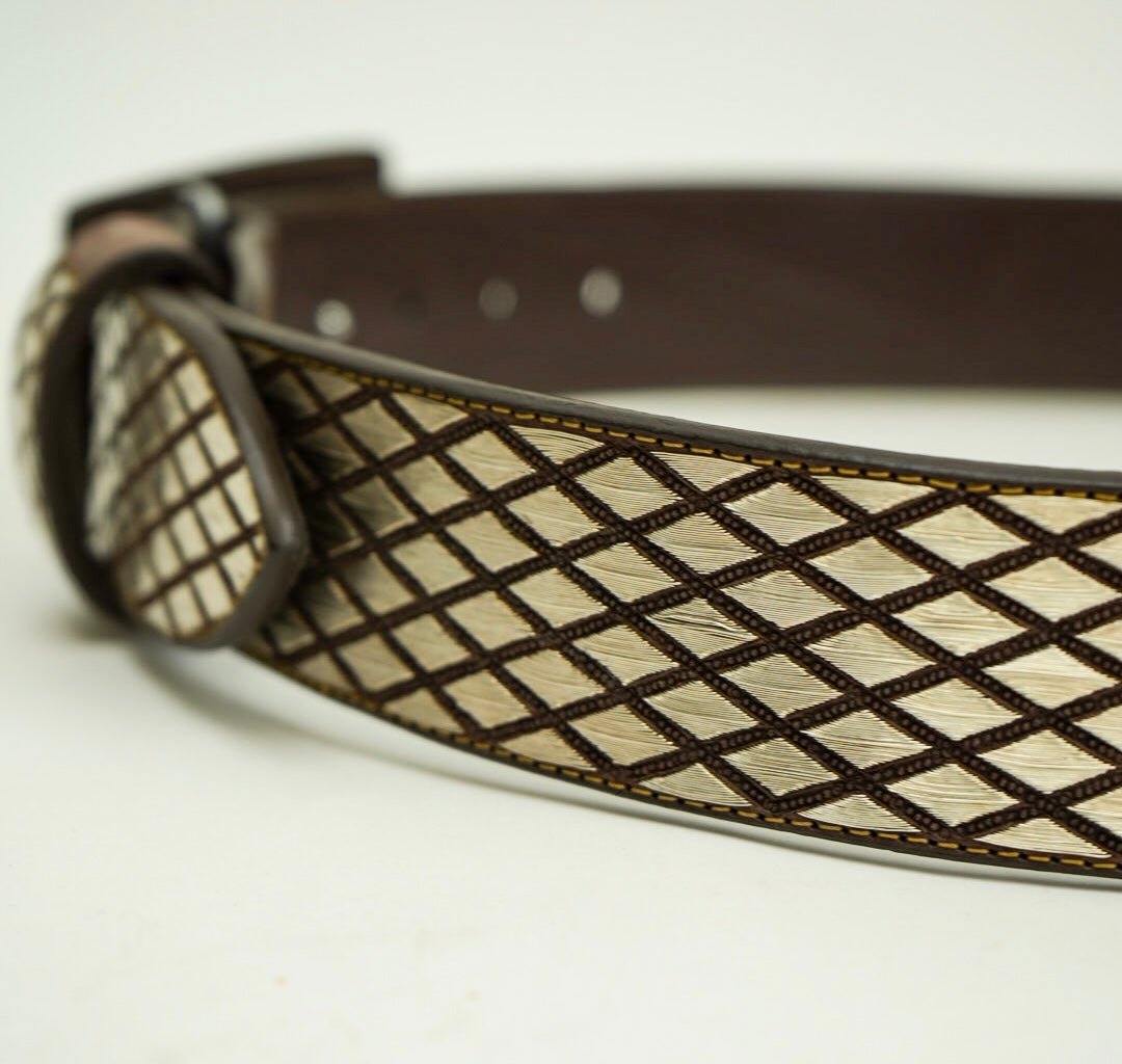 CINTO DE PLATA ROMBO LISO CHOCOLATE