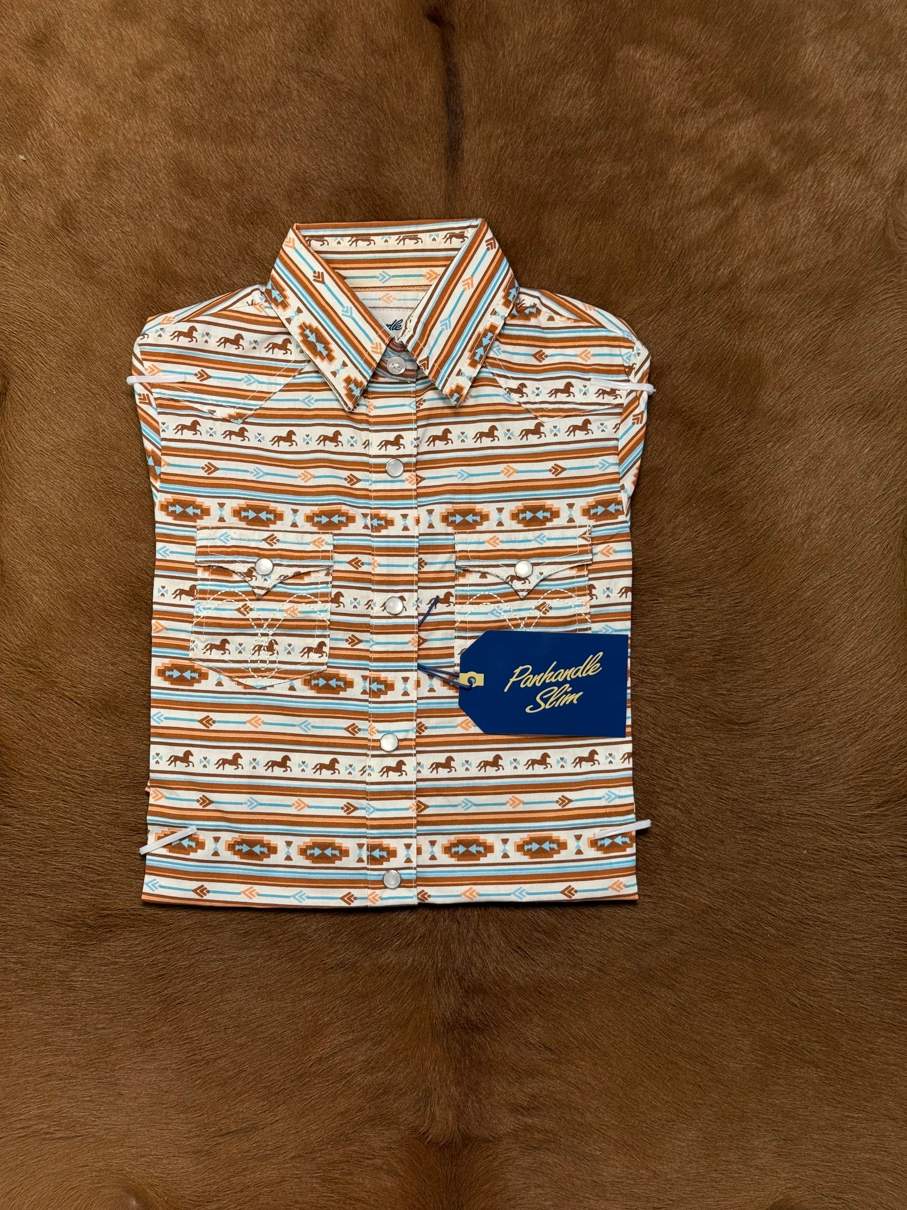 PANHANDLE WL GIRLS LS PRINT SNAP SHIRT BROWN LGN2S07380