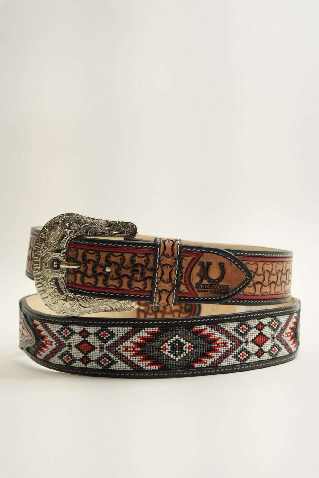 LA HERRADURA 2 INCH BELT BLACK AZTEC RED/GREY NEW DESIGN Laherradurawwnc.com