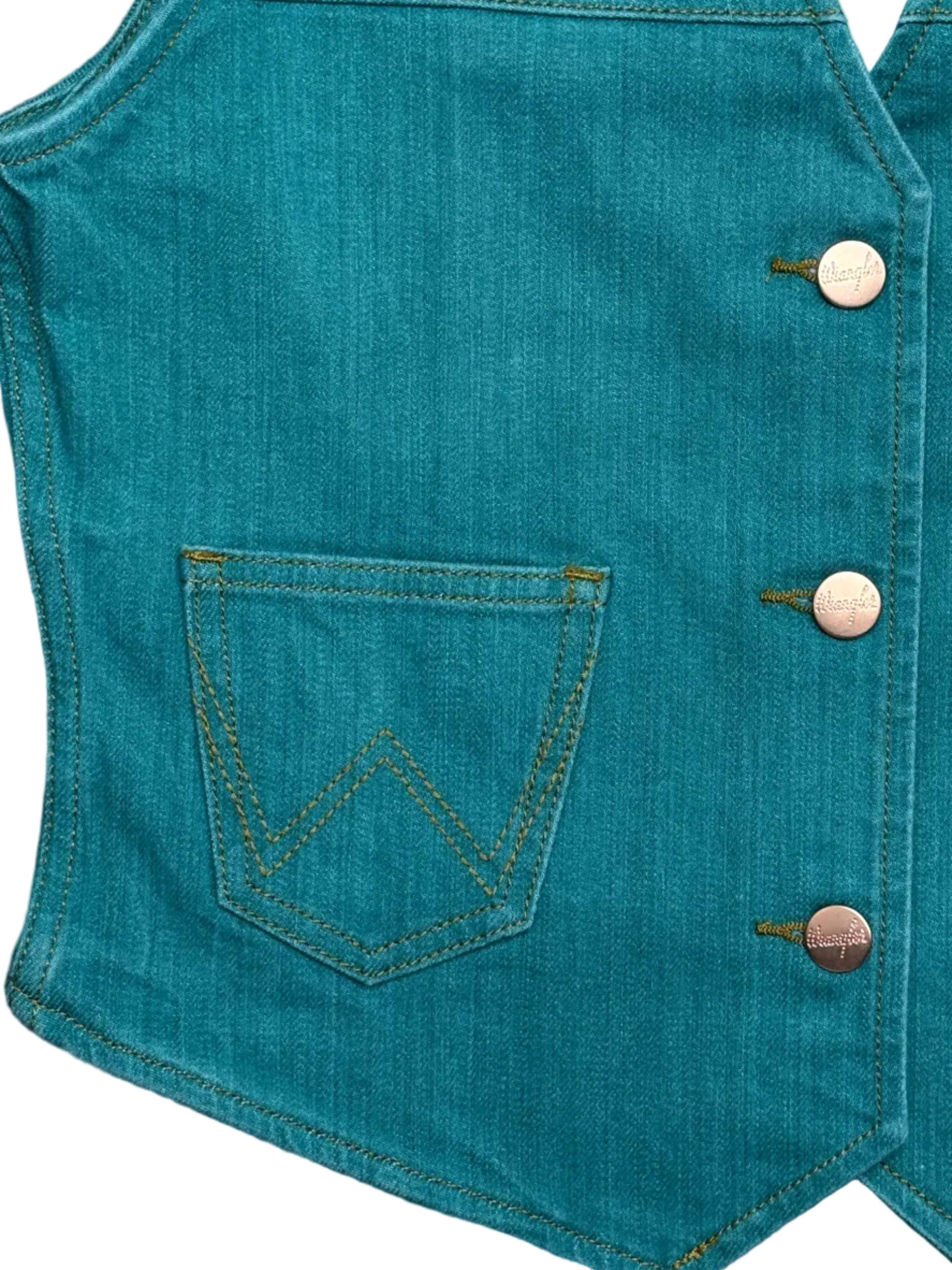 WRANGLER LAINEY WILSON DENIM TURQUOISE VEST- 112375558 Laherradurawwnc.com