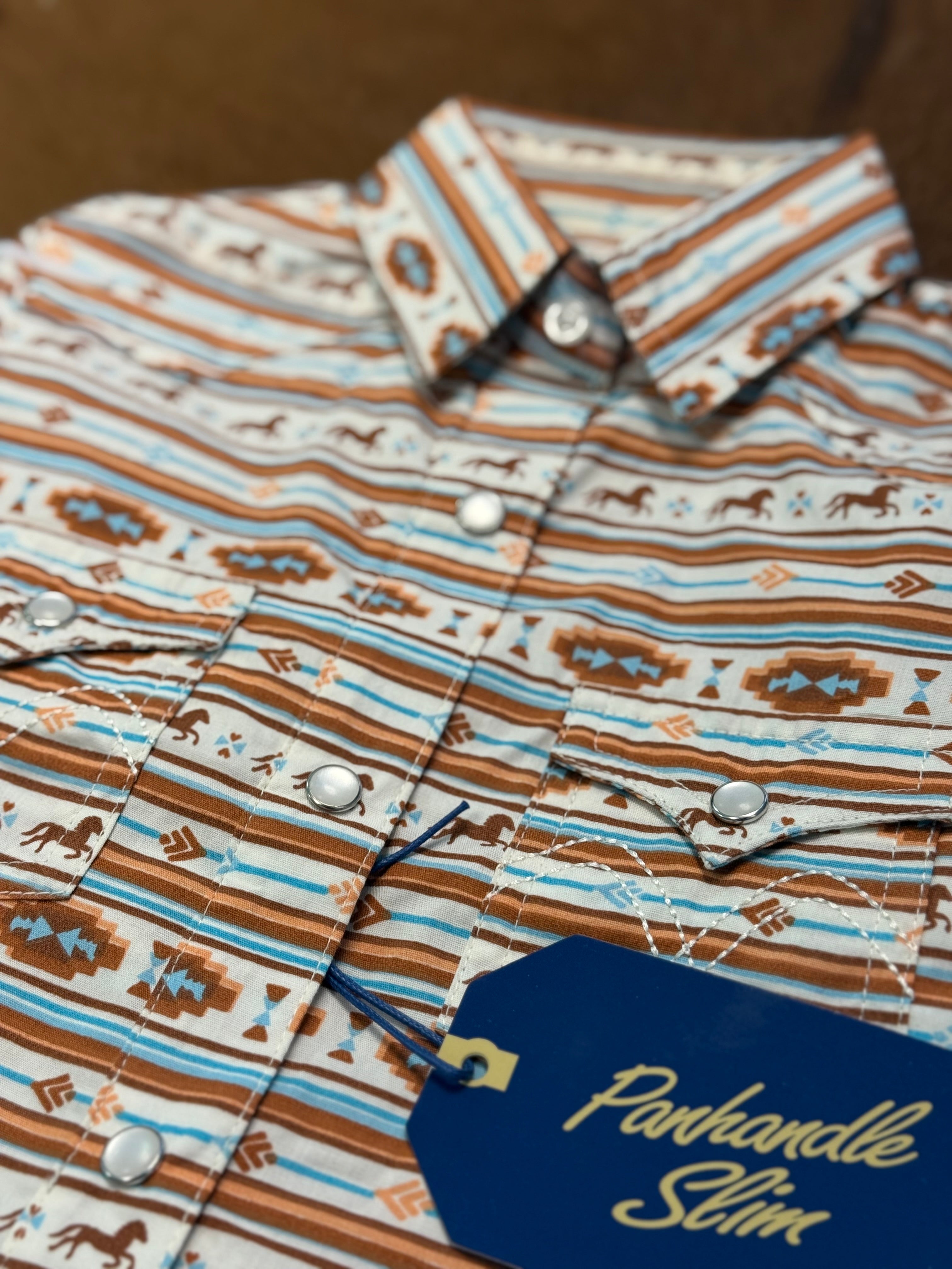 PANHANDLE WL GIRLS LS PRINT SNAP SHIRT BROWN LGN2S07380