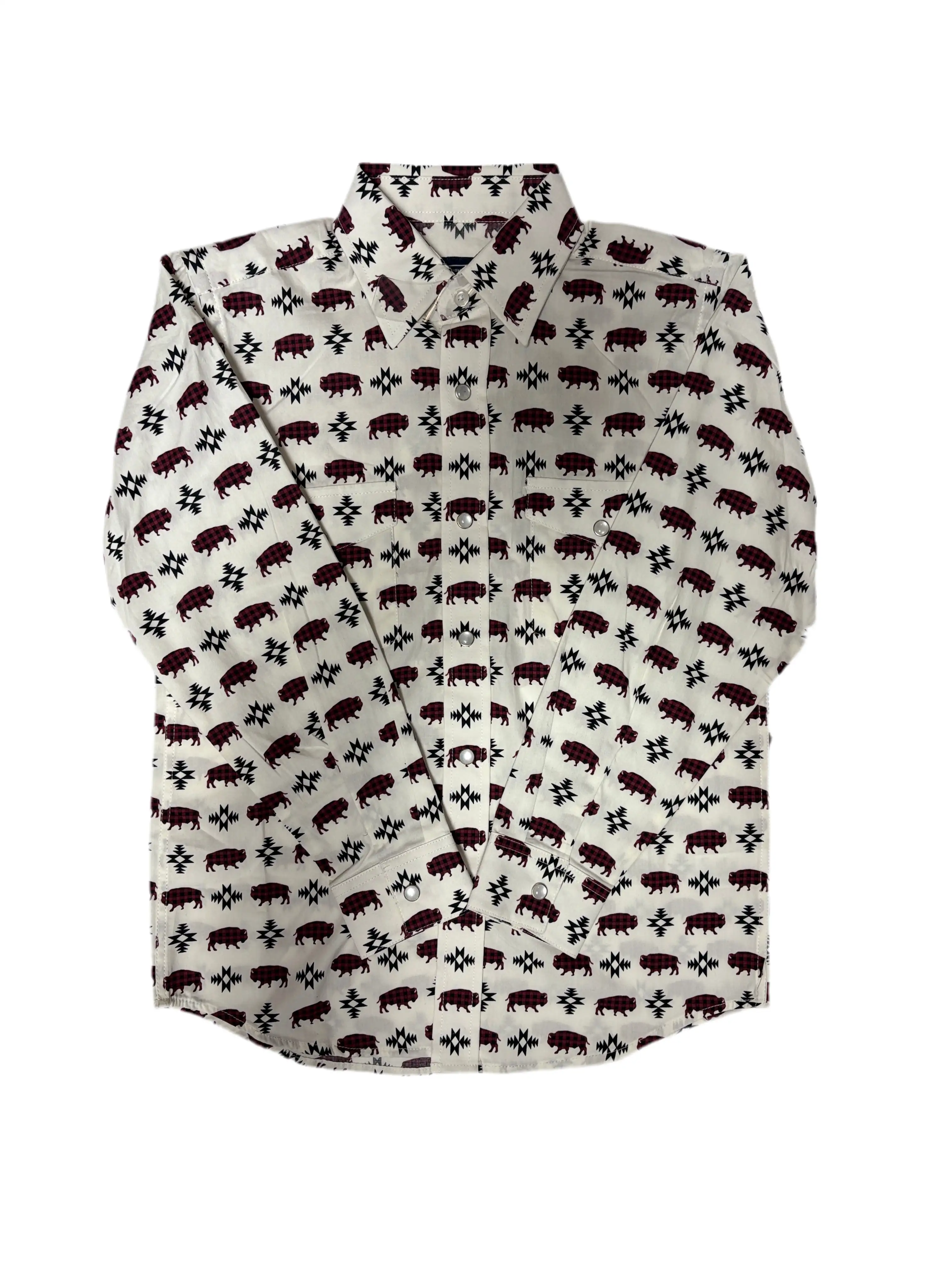 Panhandle Aztec Natural snap Long Sleeve Boys Shirt - R2S2510 Laherradurawwnc.com