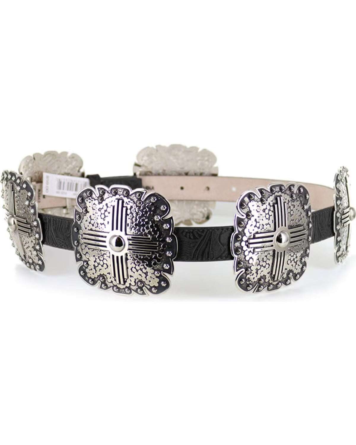 ANGEL RANCH WOMEN BLACK LEATHER BIG SILVER SQUARE BUCKLE DA3660 Laherradurawwnc.com