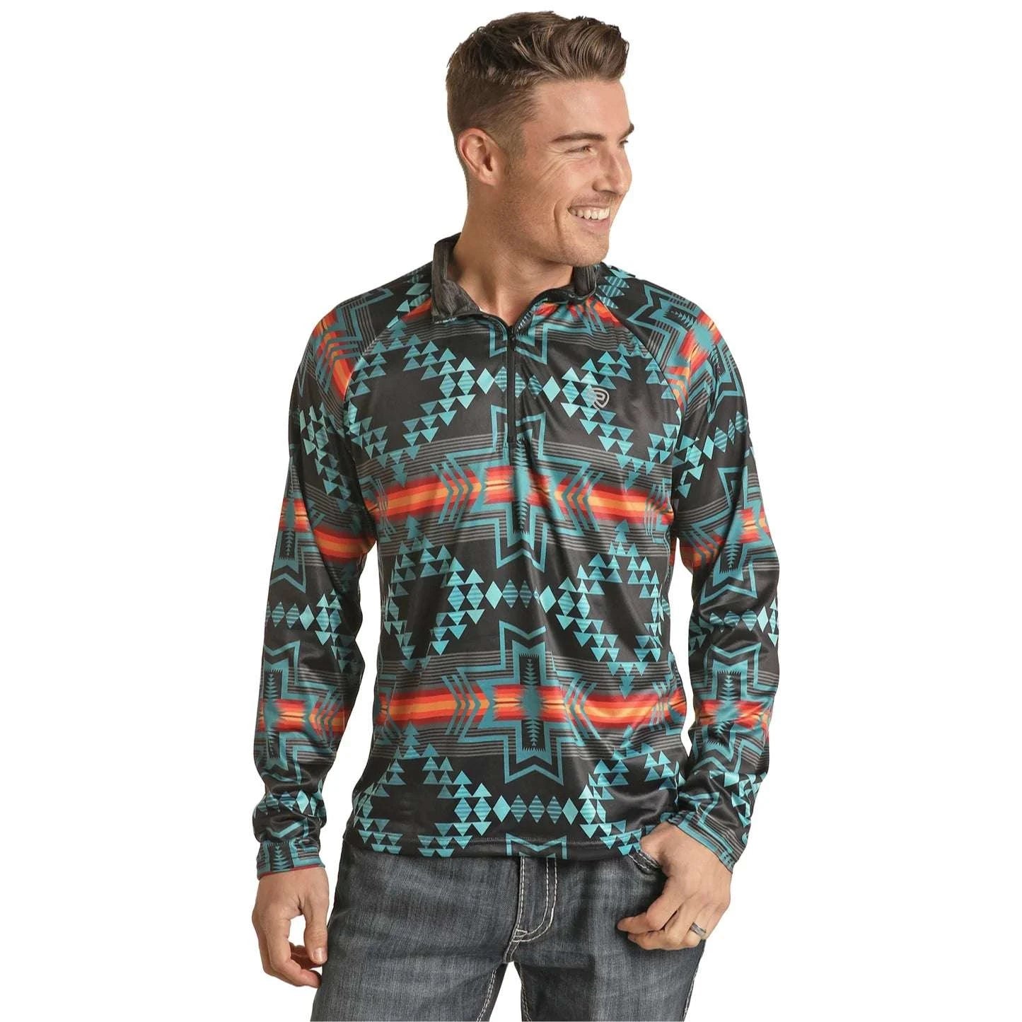 ROCK AND ROLL MEN MULTI PRINT AZTEC PRINT HODDIE RRMT94R06L Laherradurawwnc.com