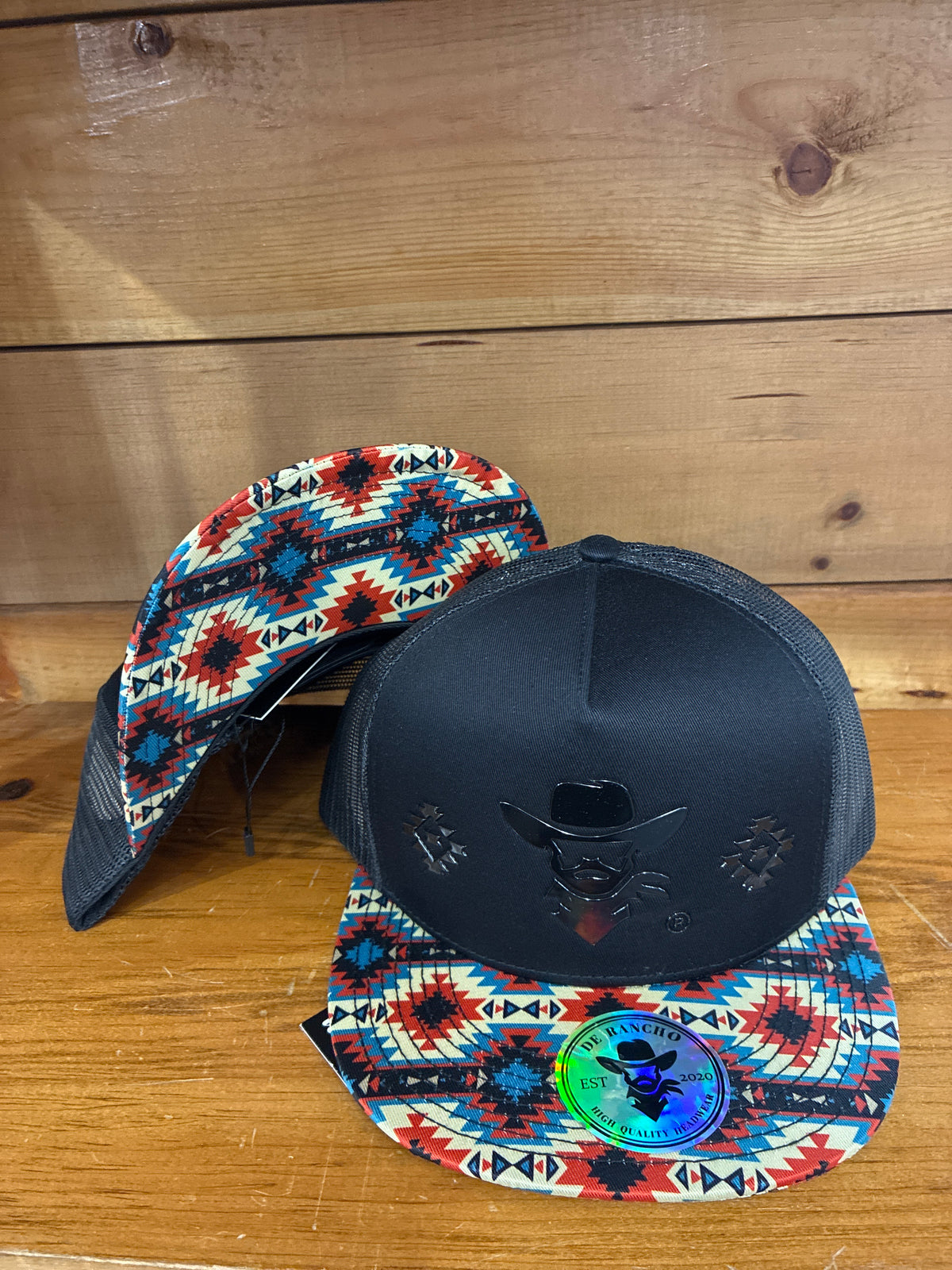 DE RANCHO HATS SNAPBACK AZTEC PRINT BLACK IRRIDESCENT