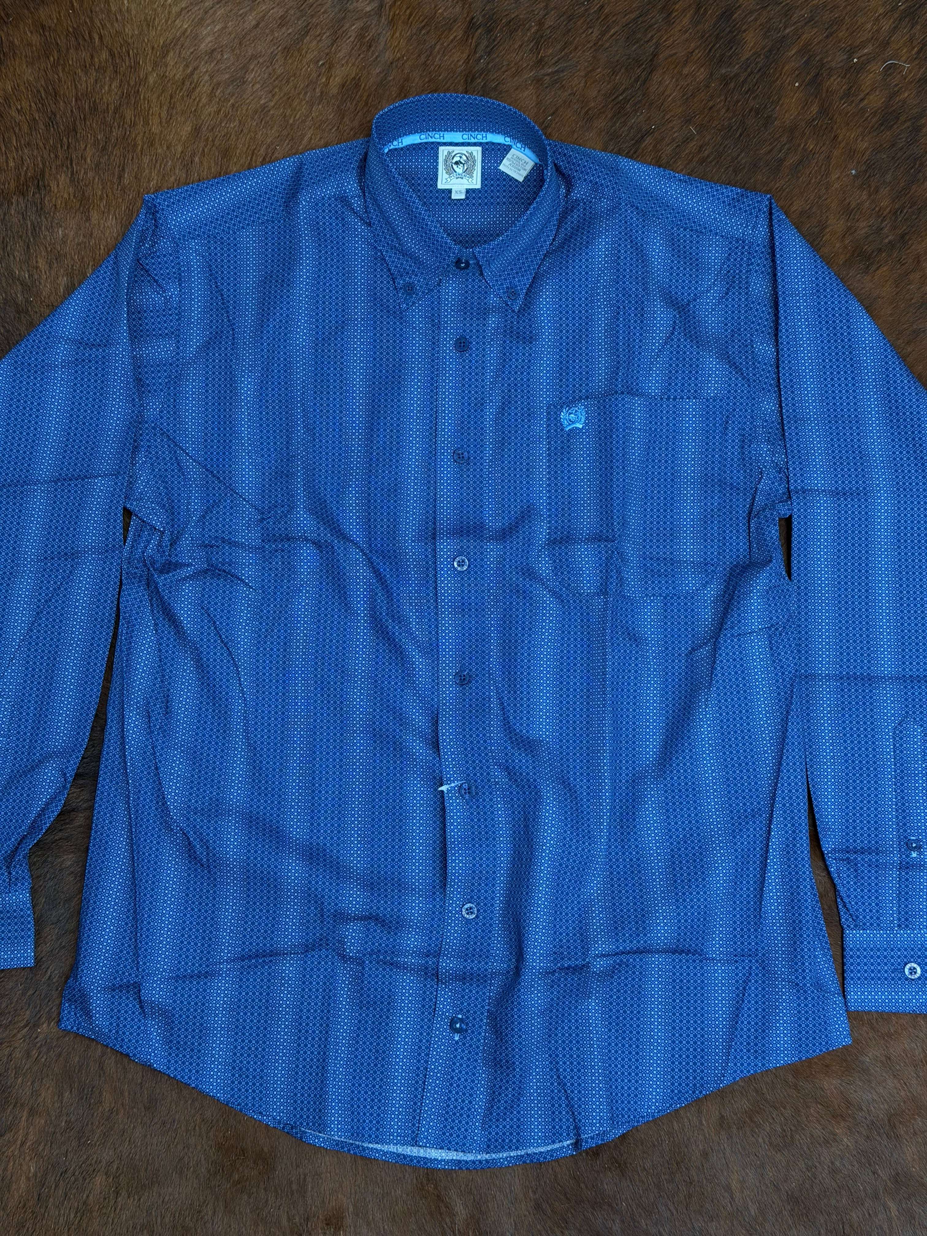 CINCH MEN LS SHIRT BLUE -MTW1106010 Laherradurawwnc.com