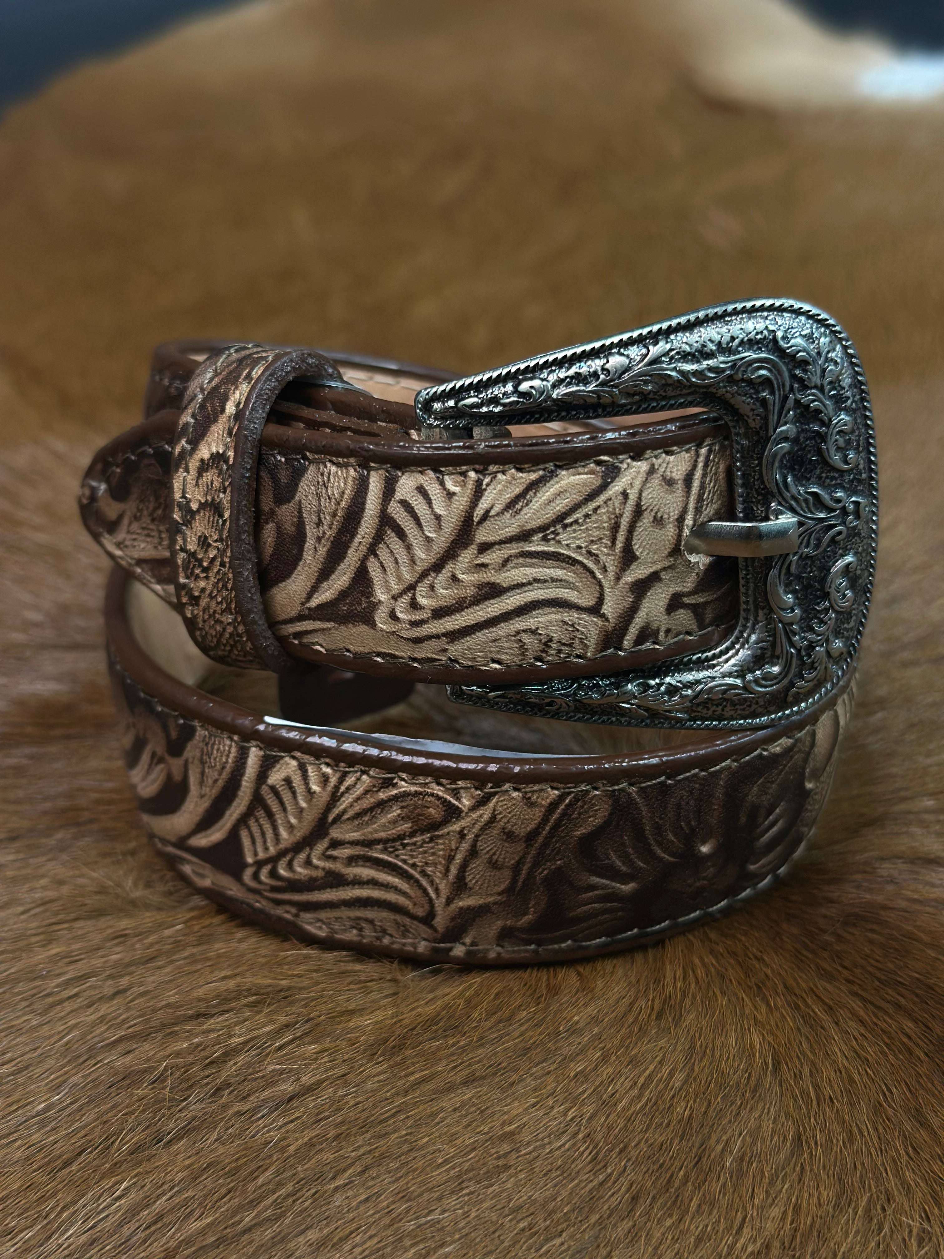 HOMETOWN FLORAL BROWN GIRLS BELT-61235683 Laherradurawwnc.com