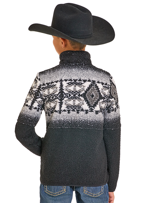 PANHANDLE ESLIM BOYS BLACK FLEECE BORDER AZTEC PULLOVER DB91C06185