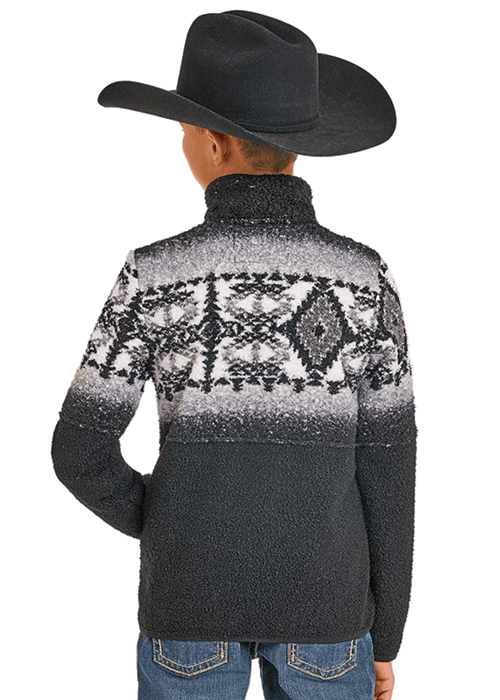 PANHANDLE ESLIM BOYS BLACK FLEECE BORDER AZTEC PULLOVER DB91C06185 Laherradurawwnc.com