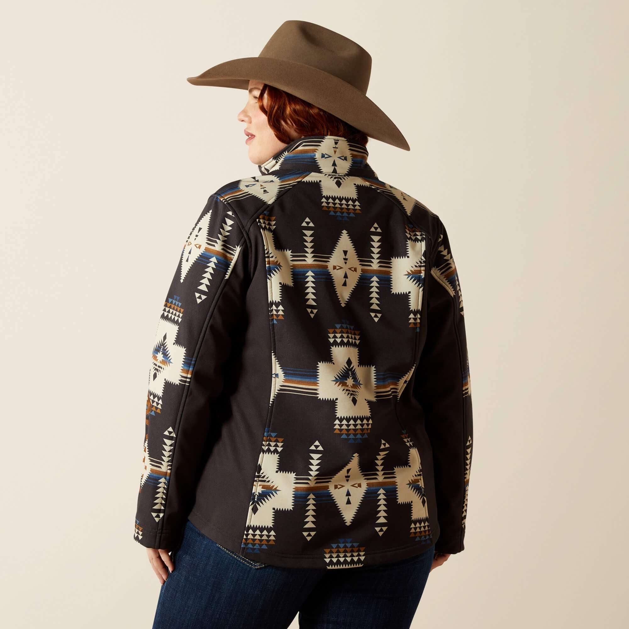 ARIAT WOMENS LOGO SOFTSHELL PRINT THORNSTONE JAKET 10062213 Laherradurawwnc.com