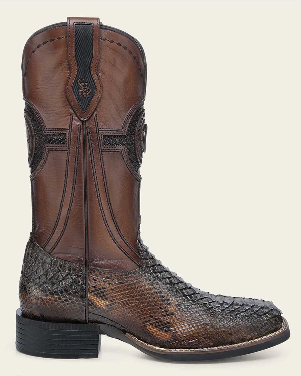 CUADRA BOOT PYTHON MAVERICK/CAFE EMBROIDERY & LASER WOVEN SQUARE TOE CU978