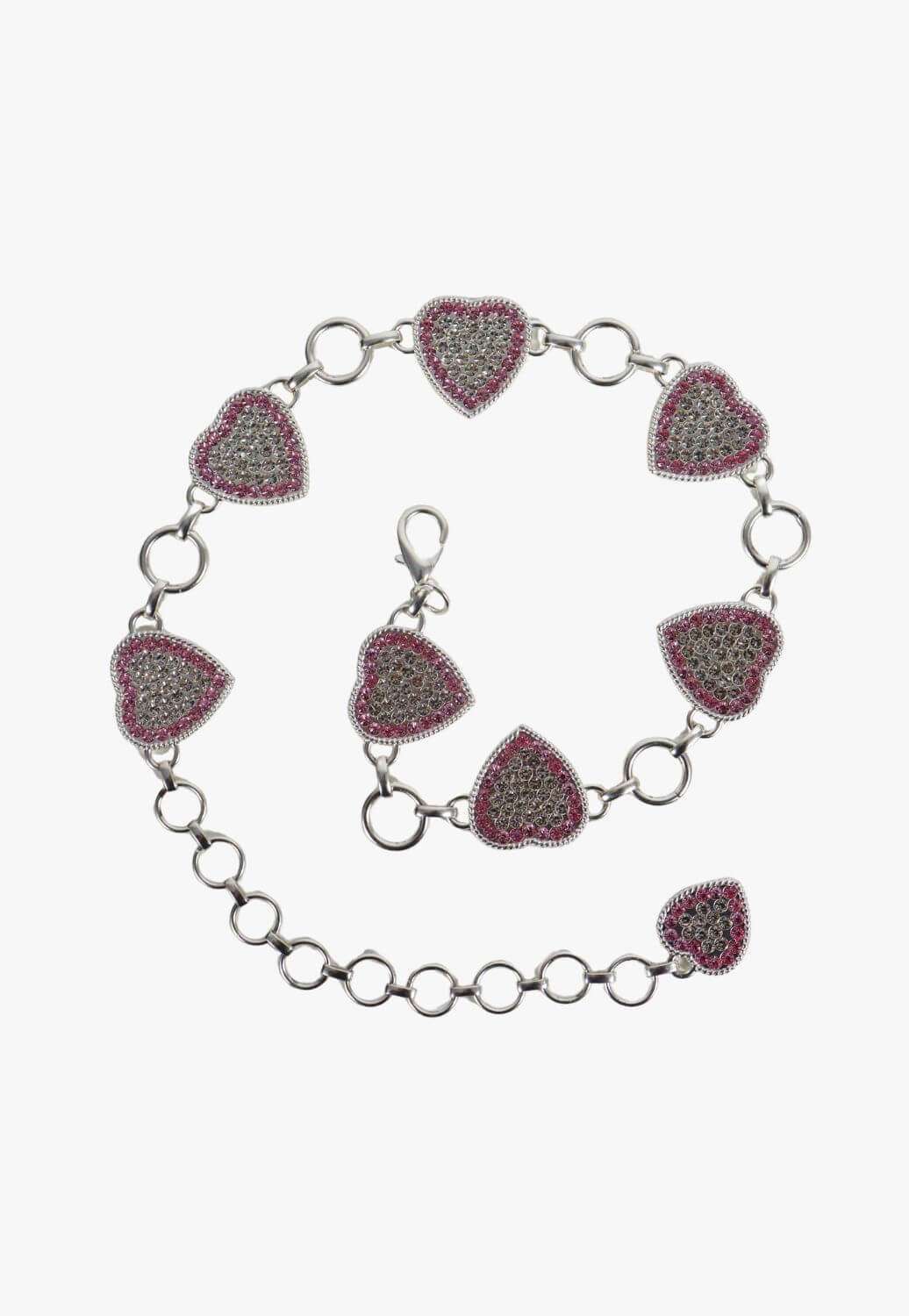 NOCONA BELT GIRLS SILVER CHAIN HART BELT PINK STONE N4442730 Laherradurawwnc.com