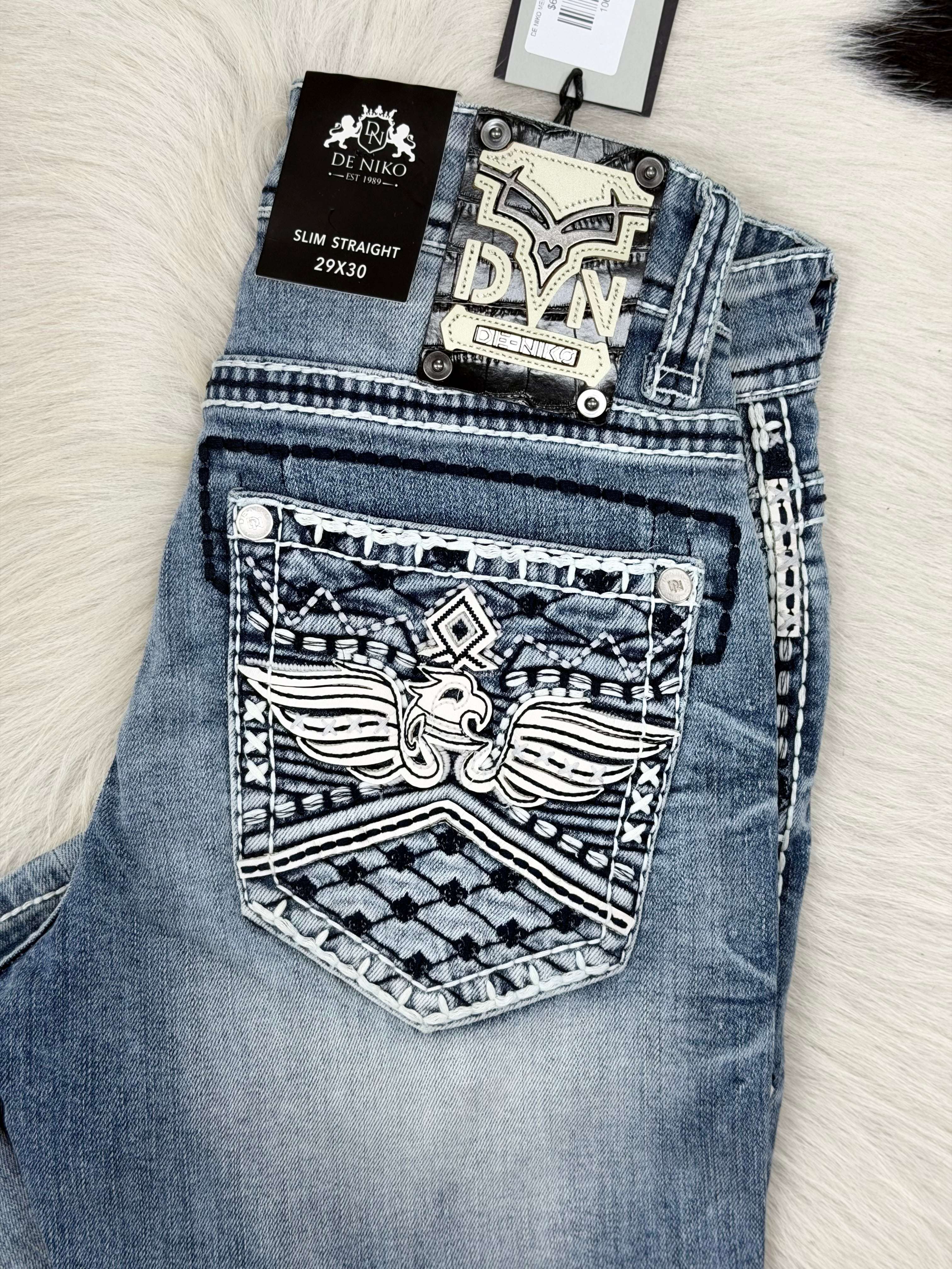 DE NIKO MENS JEANS SLIM STRAIGHT- DN-071 Laherradurawwnc.com