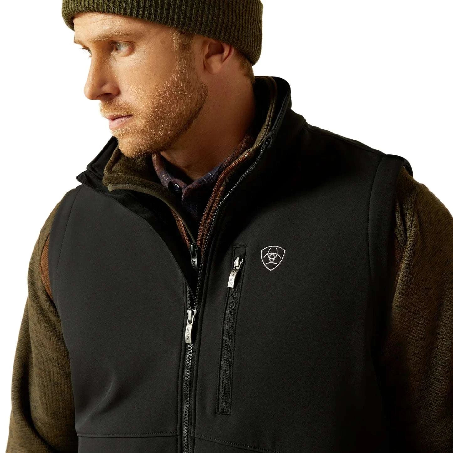 ARIAT MENS BLACK LOGO SOFTSHELL VEST 10062587 Laherradurawwnc.com