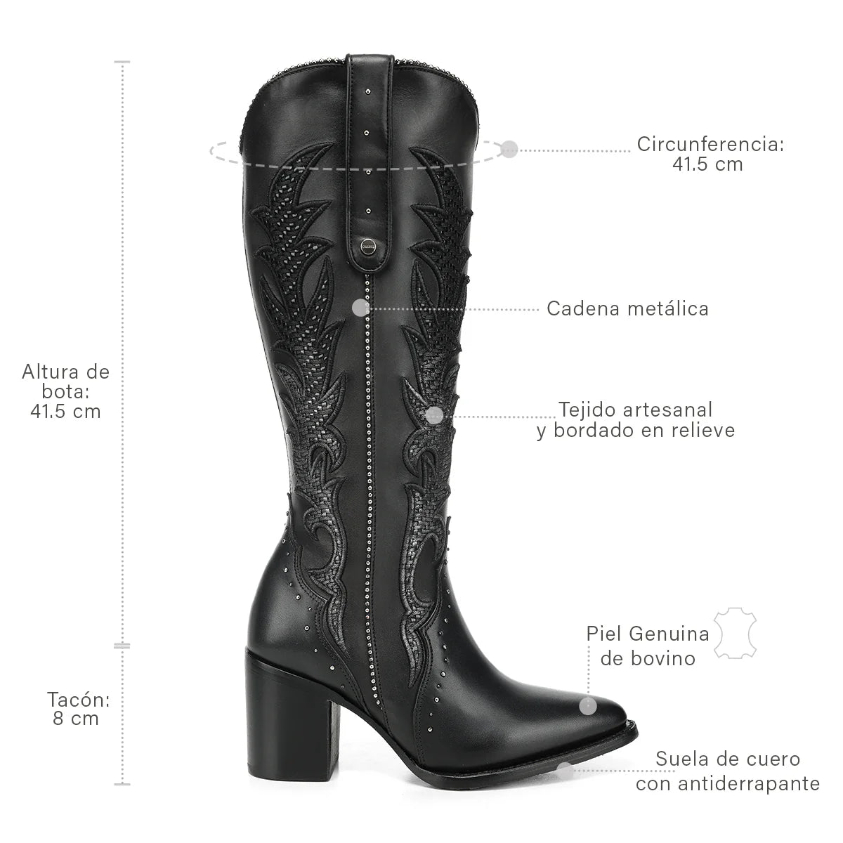 CUADRA PARA MUJER BOTA DE RES CASTELLO NEGRO CC337