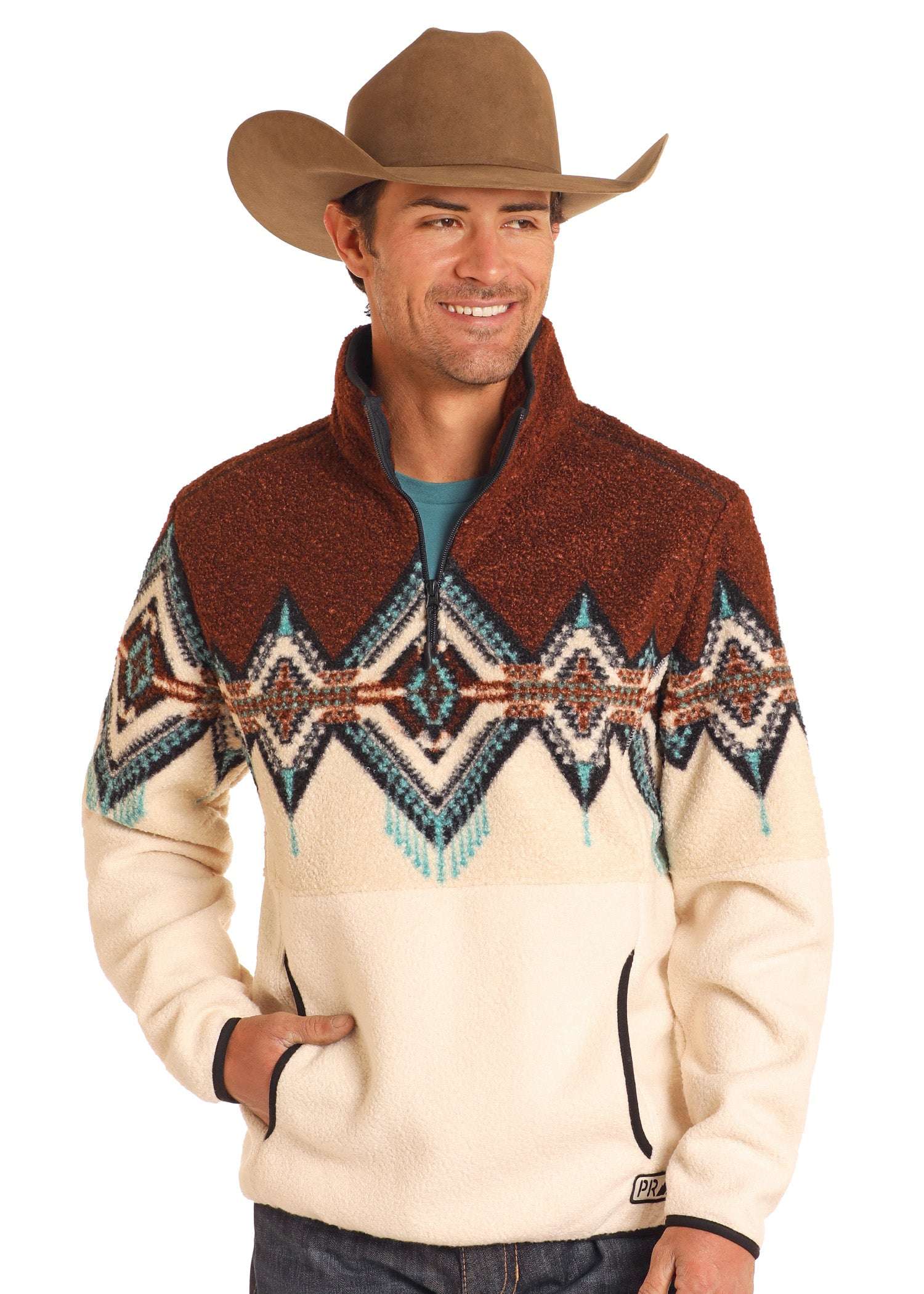 PANHANDLE MEN DARK BROWN BORDER BERBER PULLOVER DM91C04069 Laherradurawwnc.com