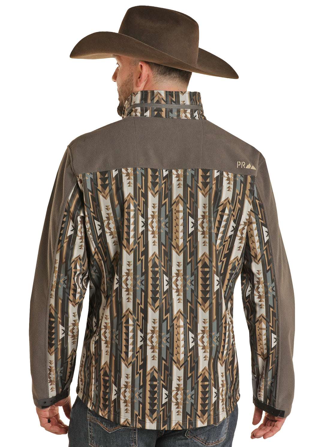 ROCK & ROLL AZTEC PRINTED SOFTSHELL JACKET DARK BROWN DM92C01489 Laherradurawwnc.com