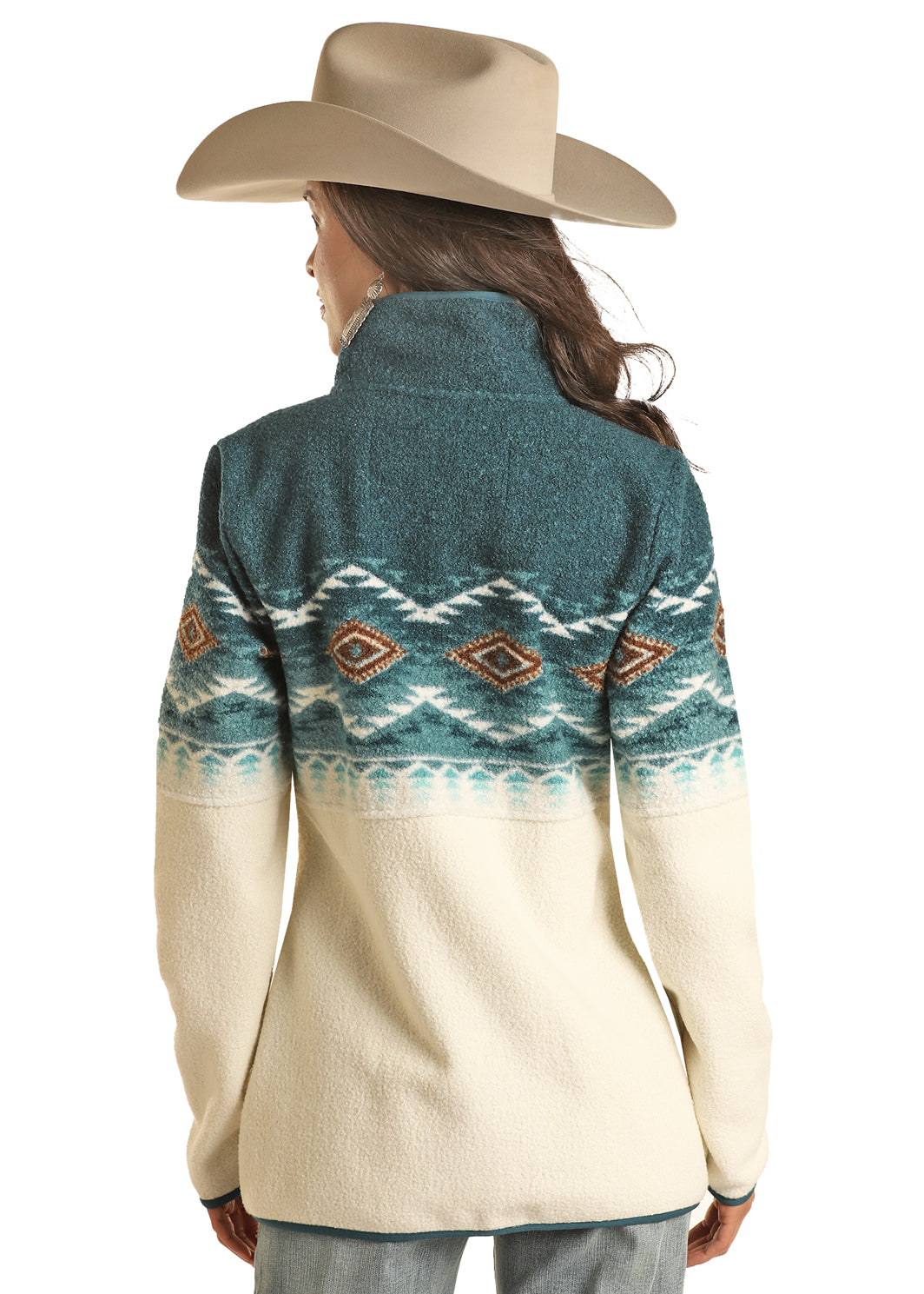 Chaqueta polar azteca negra para mujer Rock&Roll