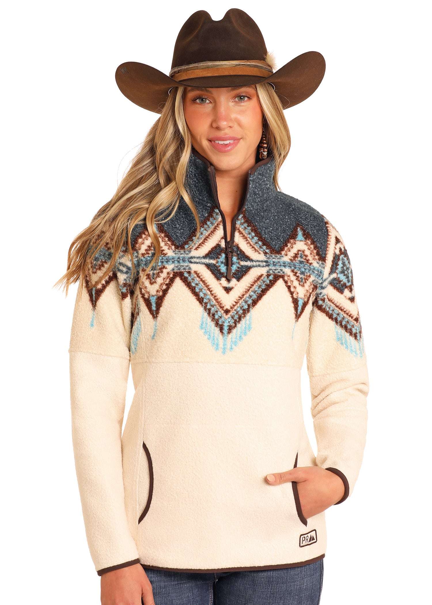 POWDER RIVER OUTFITTERS WOMEN CARIBBEAN BORDER BERBER PULLOVER JACKET DW91C04070 Laherradurawwnc.com