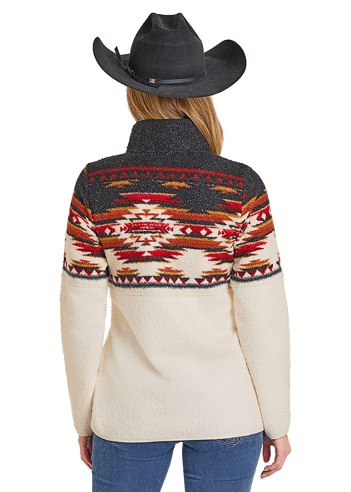 PANHANDLE WOMENS SLIM BLACK AZTEC BORDER BERBER PULLOVER DW91C06863 Laherradurawwnc.com