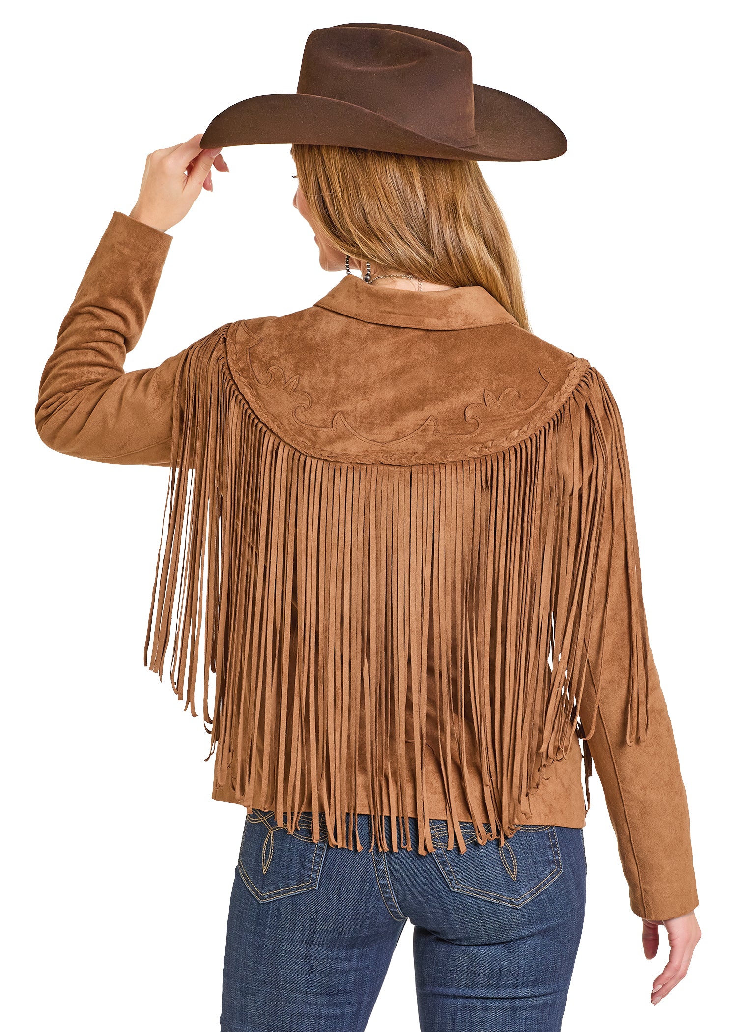 PANHANDLE SLIM WOMEN JACKET CAMEL FRINGE SUEDE JACKET DW92C06875