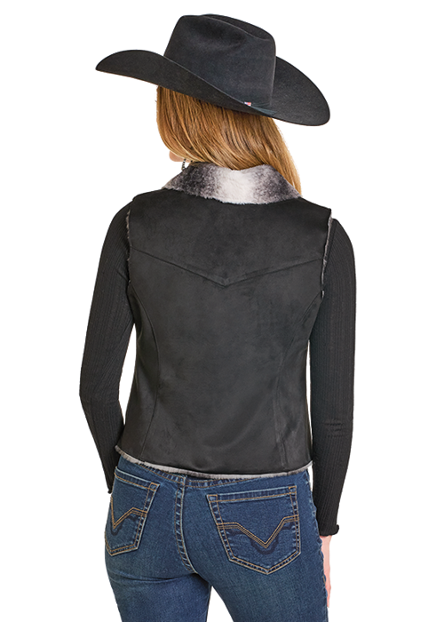 PANHANDLE SLIM WOMEN BLACK EMBROIDERED MICROSUEDE VEST DW98C06868