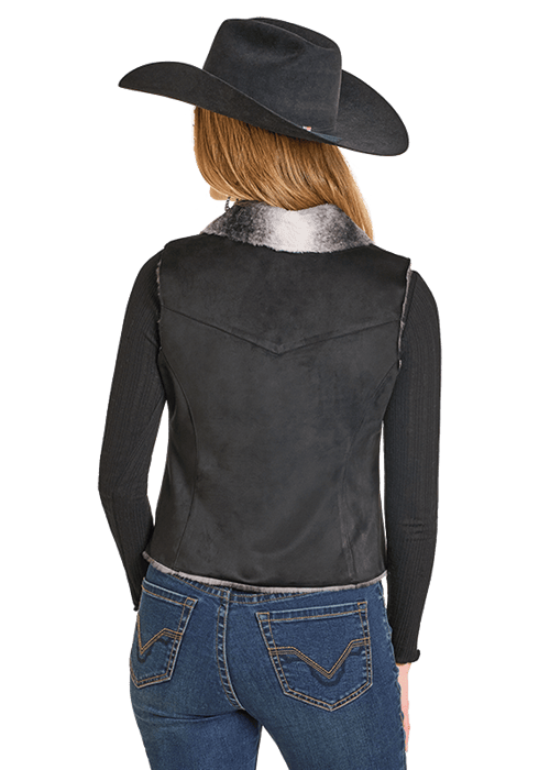 PANHANDLE SLIM WOMEN BLACK EMBROIDERED MICROSUEDE VEST DW98C06868 Laherradurawwnc.com