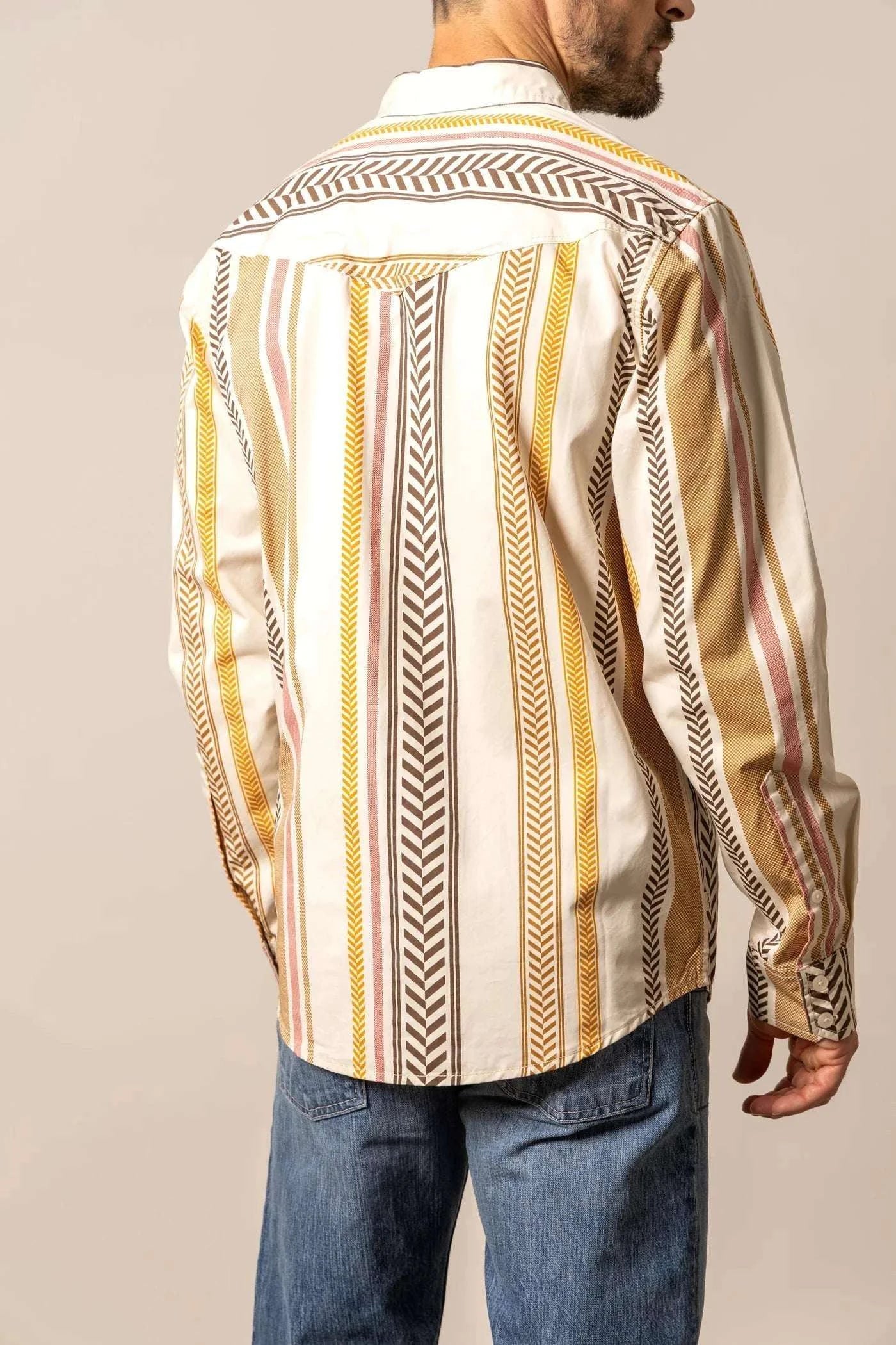 KIMES RANCH MEN DOUBLE TAP STRIPE NATURAL SHIRT Laherradurawwnc.com