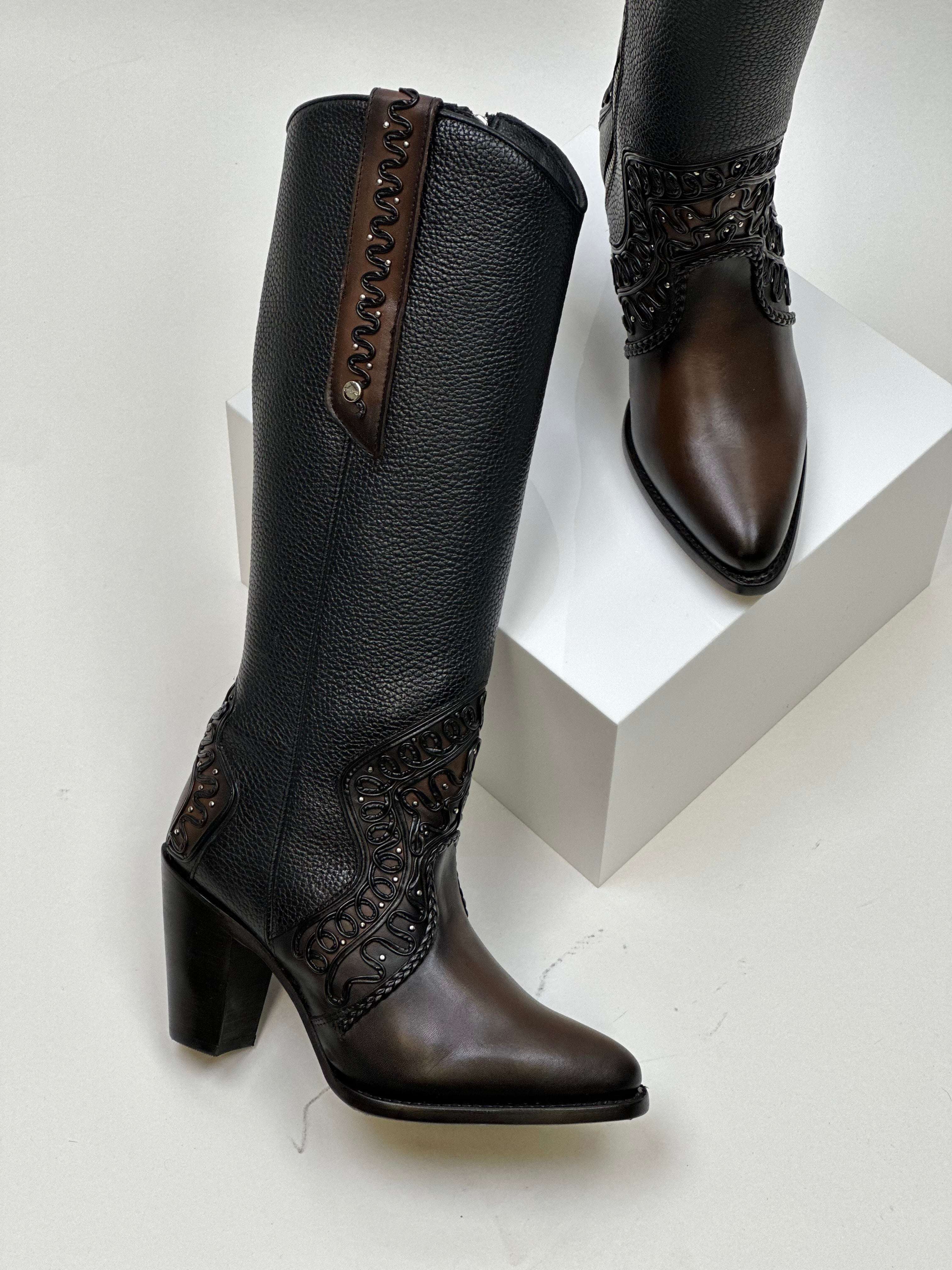 WOMEN’S CUADRA BOTA DE RES CRUST MIEL CHOCOLATE ZIPPER ROUND TOE CC240 Laherradurawwnc.com