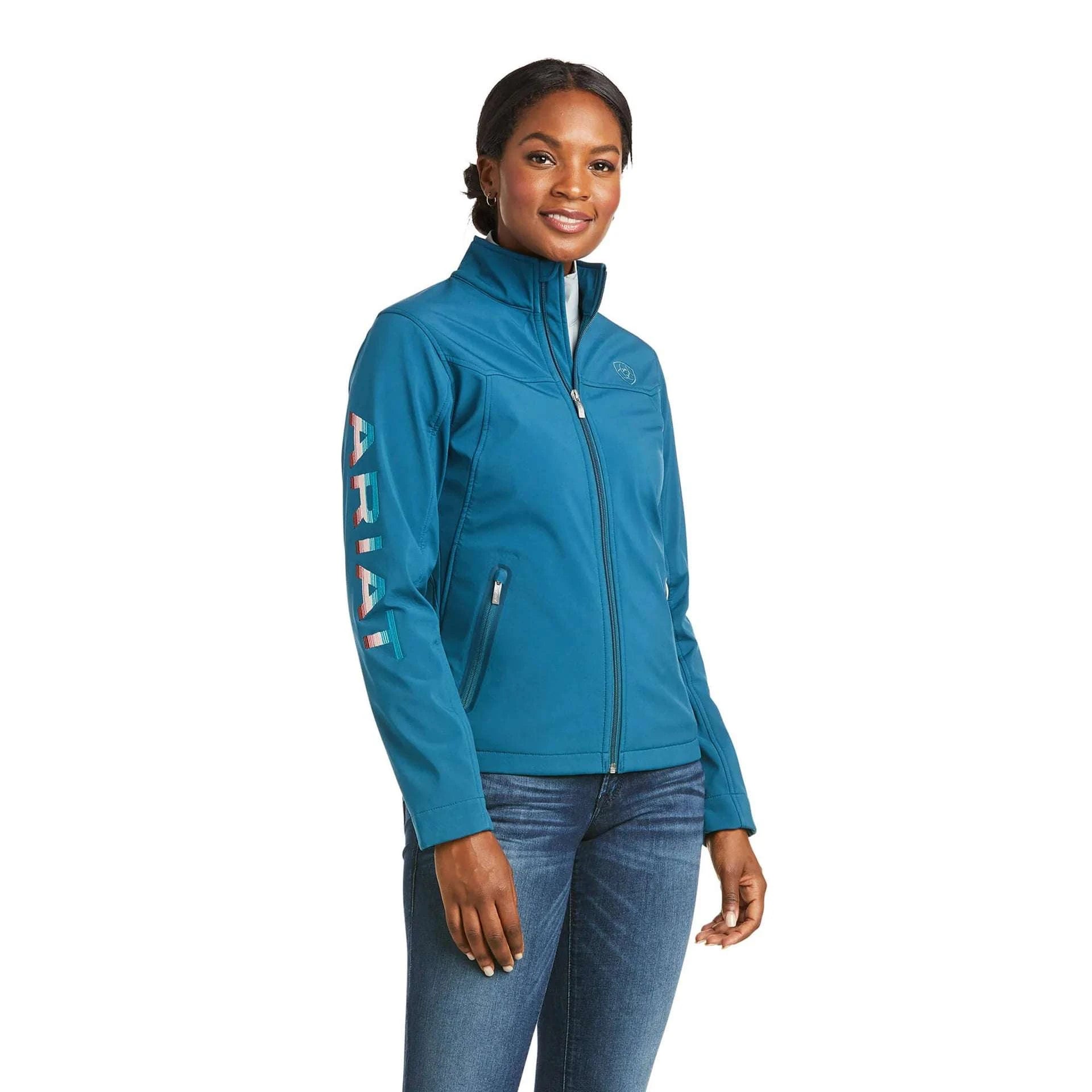 ARIAT WOMENS JACKET SOFTSHELL EURASIAN TEAL SERAPE - 10037396 Laherradurawwnc.com