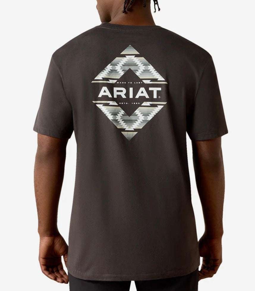 ARIAT MEN T-SHIRT DIAMOND CANYON VINTAGE BLACK 10061561 Laherradurawwnc.com