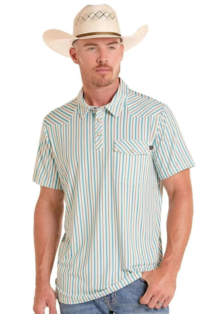ROCK & ROLL MENS WESTERN POLOS NATURAL - BM51T09058 Laherradurawwnc.com