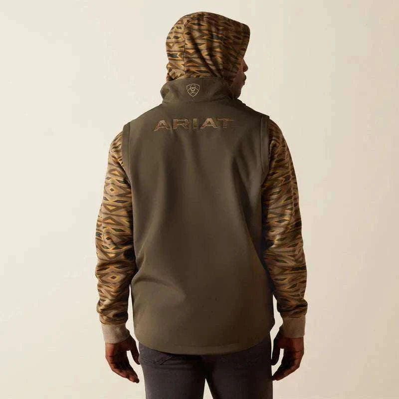 MEN'S ARIAT LOGO SOFTSHELL DARK GREEN HEATHER VEST - 10062591 Laherradurawwnc.com