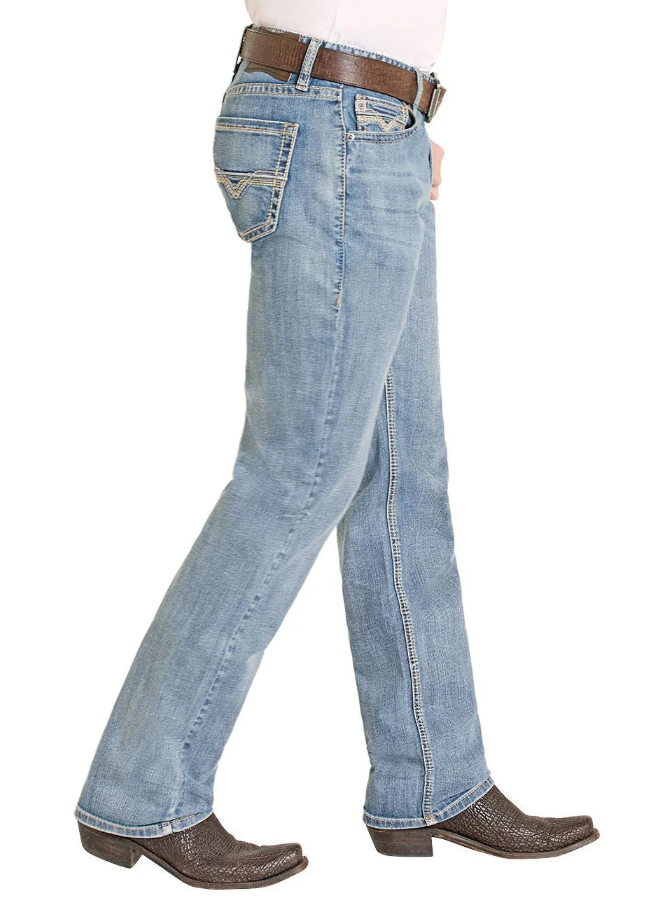 ROCK AND ROLL MEN LIGHT WASH JEAN RAISED DENIM DB STACKABLE BMTBD08005