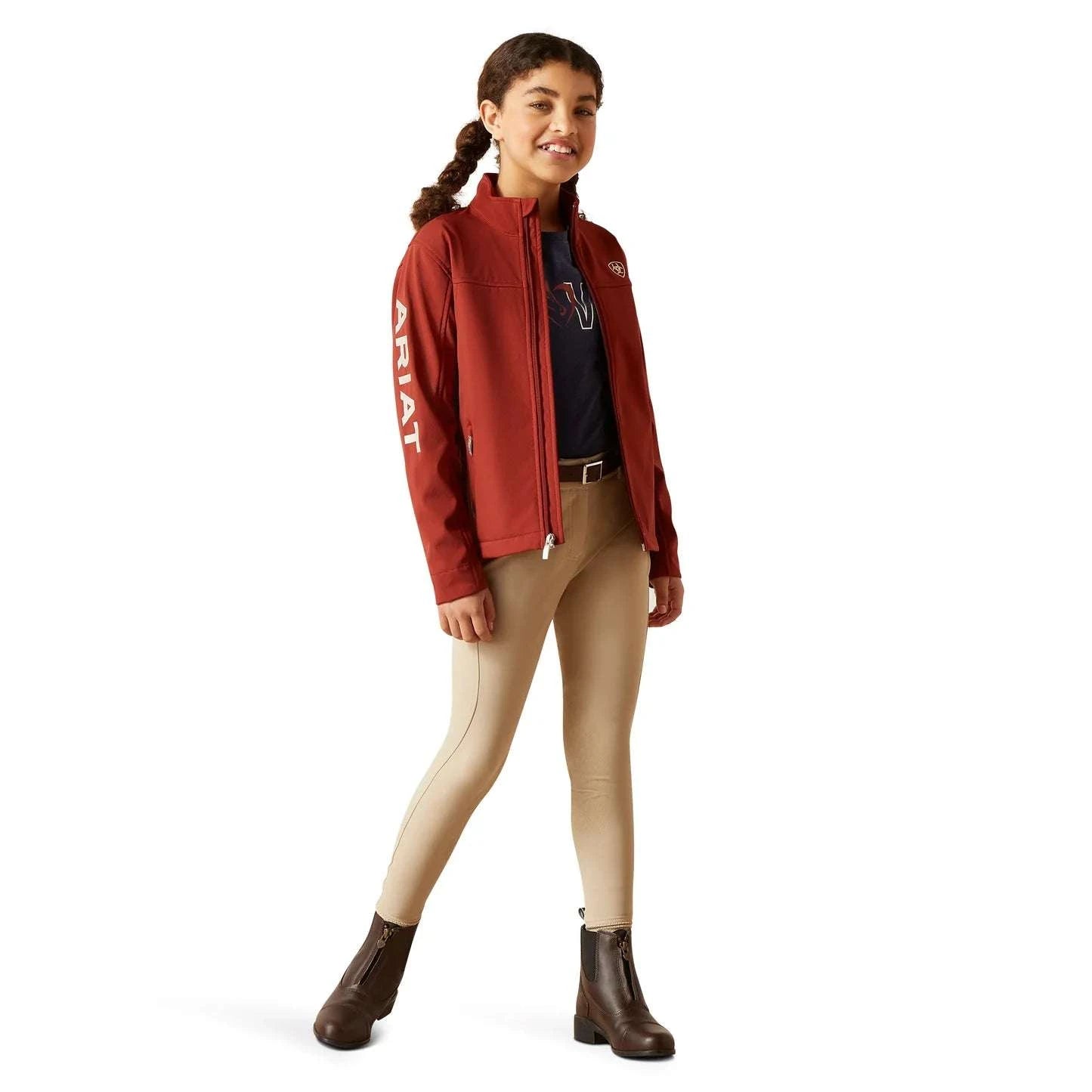 ARIAT YOUTH SOFT SHELL JACKET TEAM LOGO FIRED BRICK 10046692 Laherradurawwnc.com