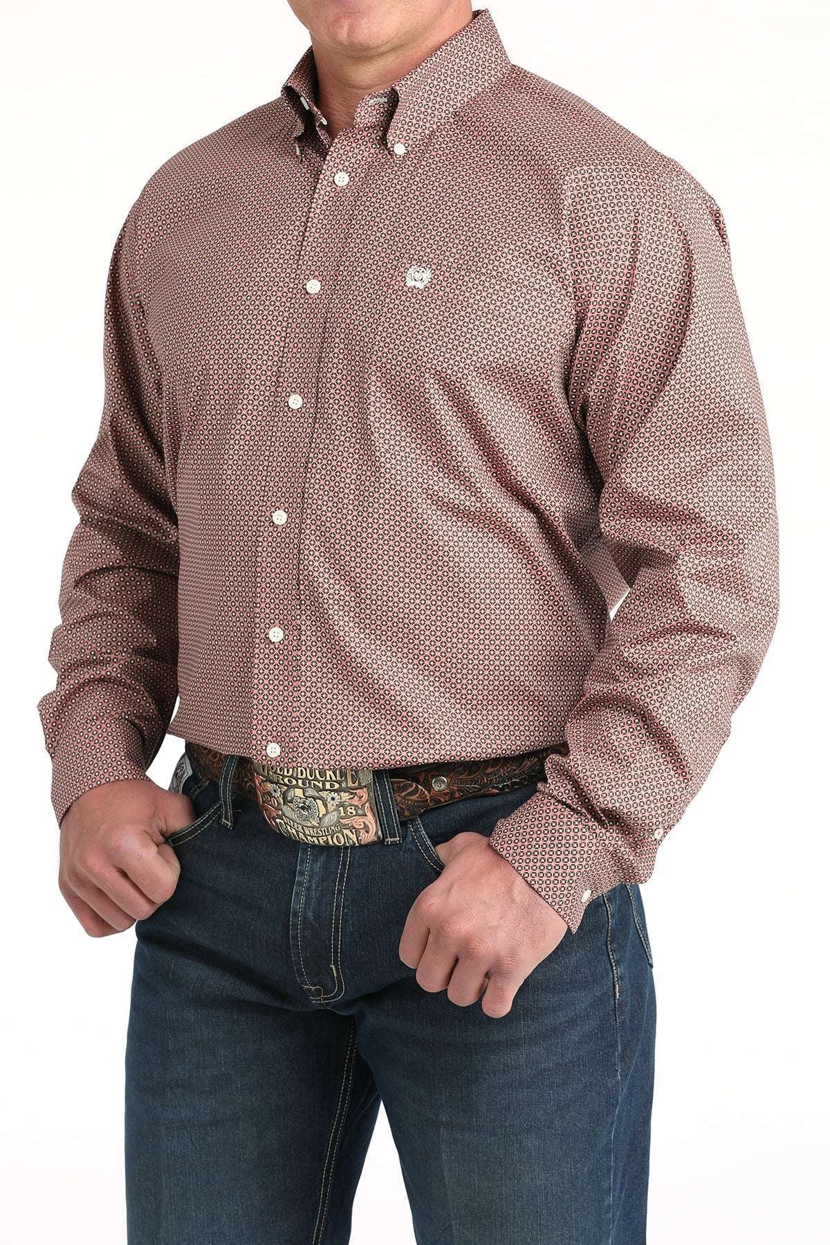 CINCH MENS SHIRT SLEEVE MTW1106017 PNK Laherradurawwnc.com