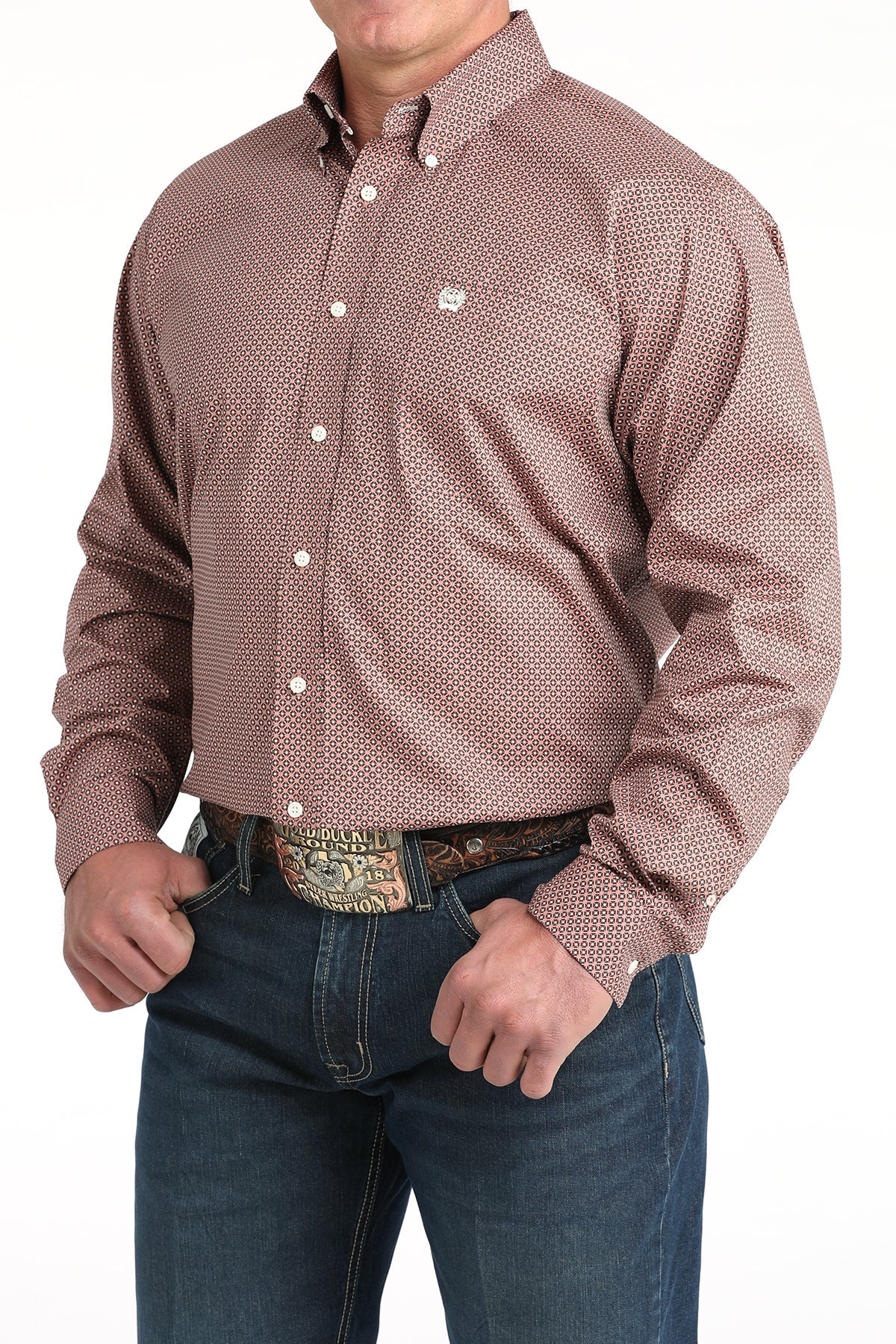 CINCH MENS SHIRT SLEEVE MTW1106017 PNK