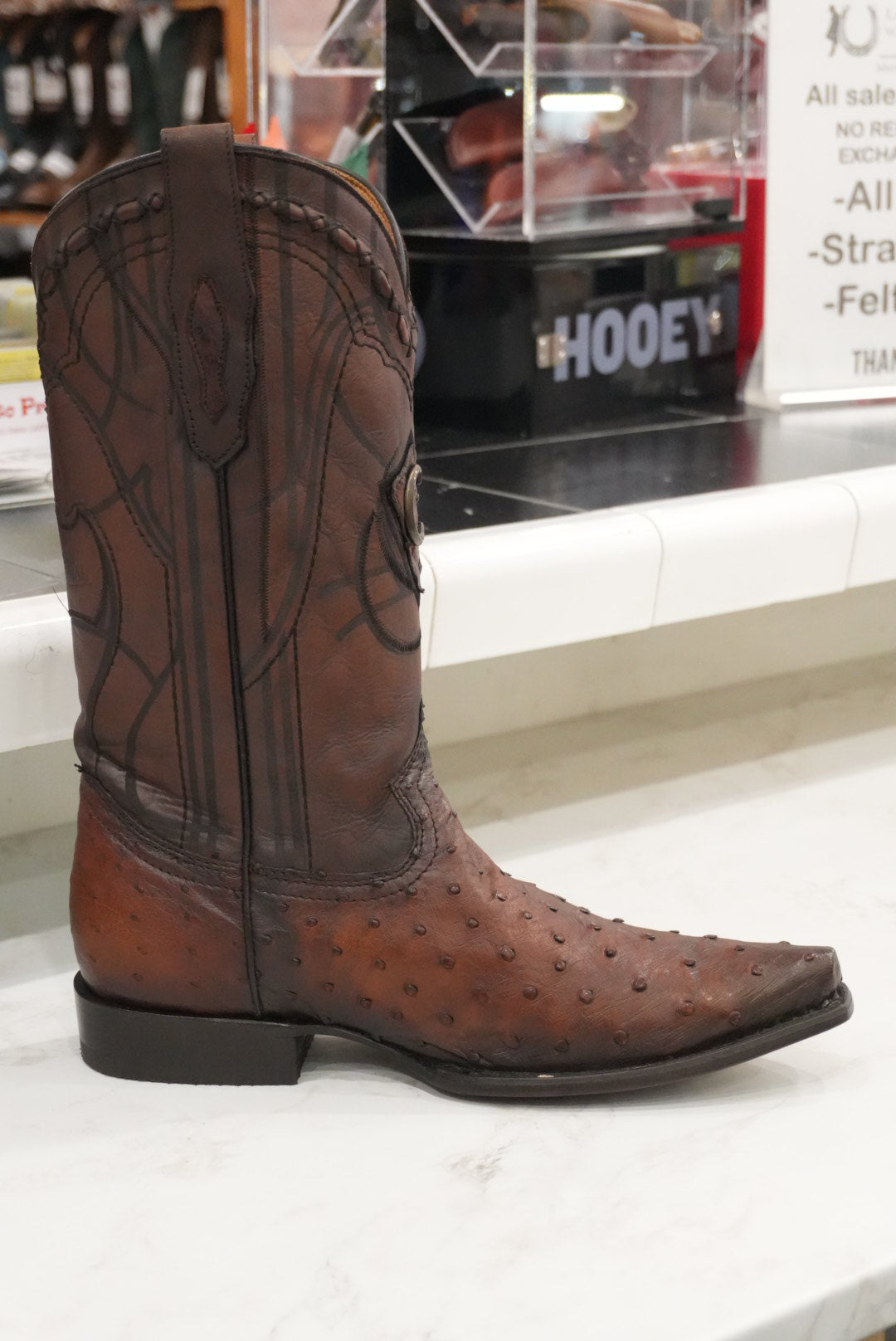 CUADRA BOTA DE AVESTRUZ MORONI CASTAÑO 2B10A1 SNIP TOE