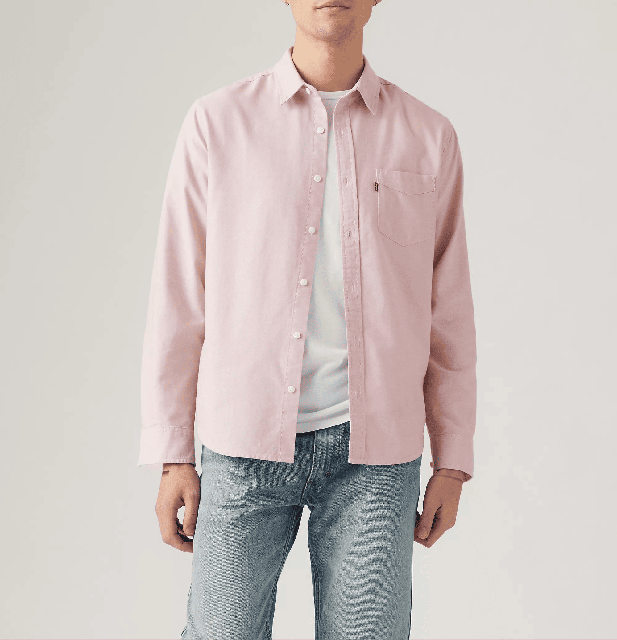 LEVI'S MENS WASHED PINK SHIRT LONG SLEEVE - 857480359 Laherradurawwnc.com
