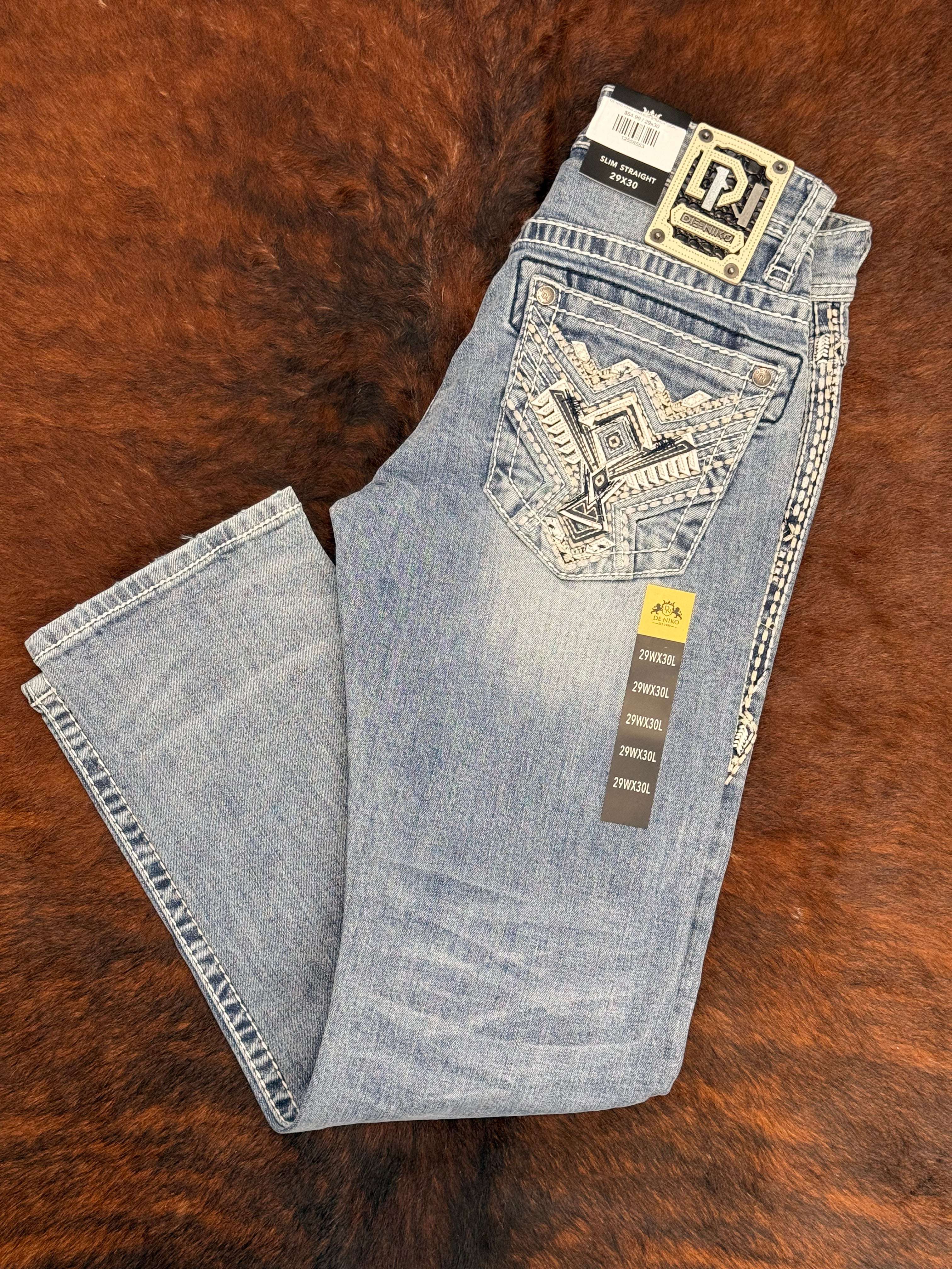 DE NIKO MENS JEAN SLIM STRAIGHT LIGHT WASH DN-016LT Laherradurawwnc.com