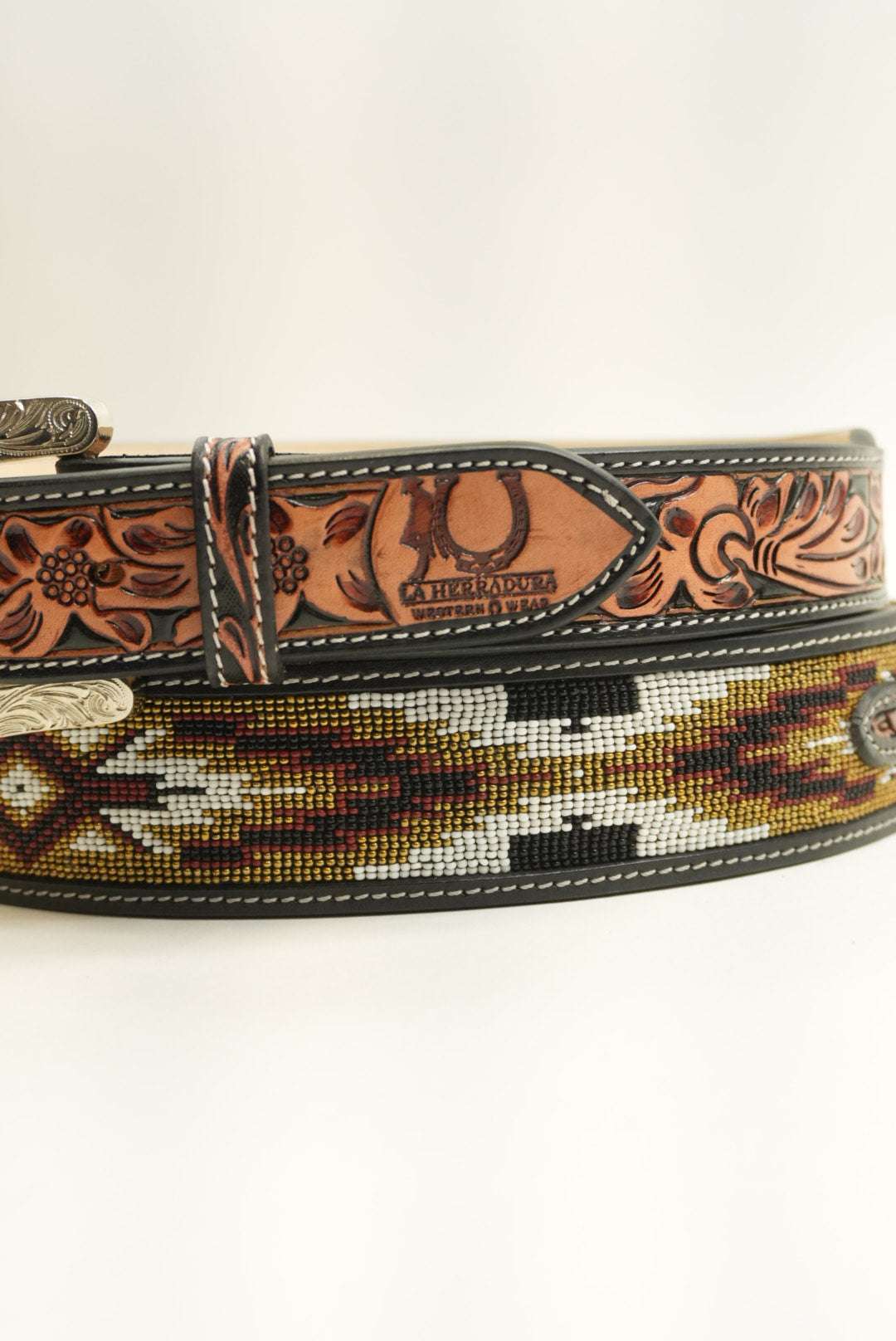 LA HERRADURA BELT AZTEC GOLD/ WINE BLACK NEW DESIGN Laherradurawwnc.com