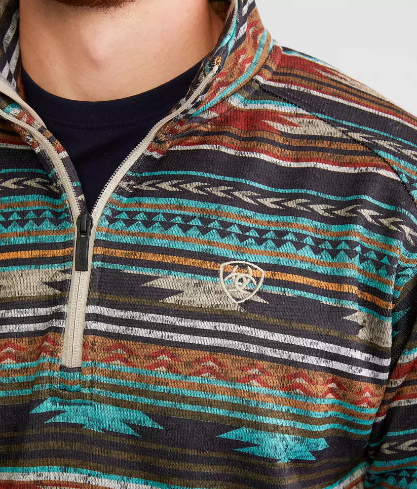 ARIAT MEN CALDWELL 1/4 ZIP PULLOVER BASCAY BAY SERAPE 10046668