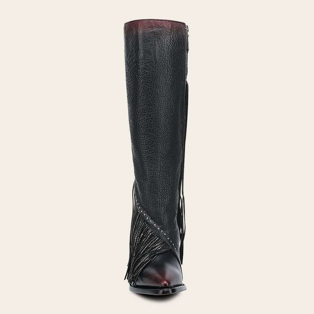 WOMEN’S CUADRA TALL BOOT RES CASTELLO NEGRO FRINGE POINTED TOE CC248 Laherradurawwnc.com
